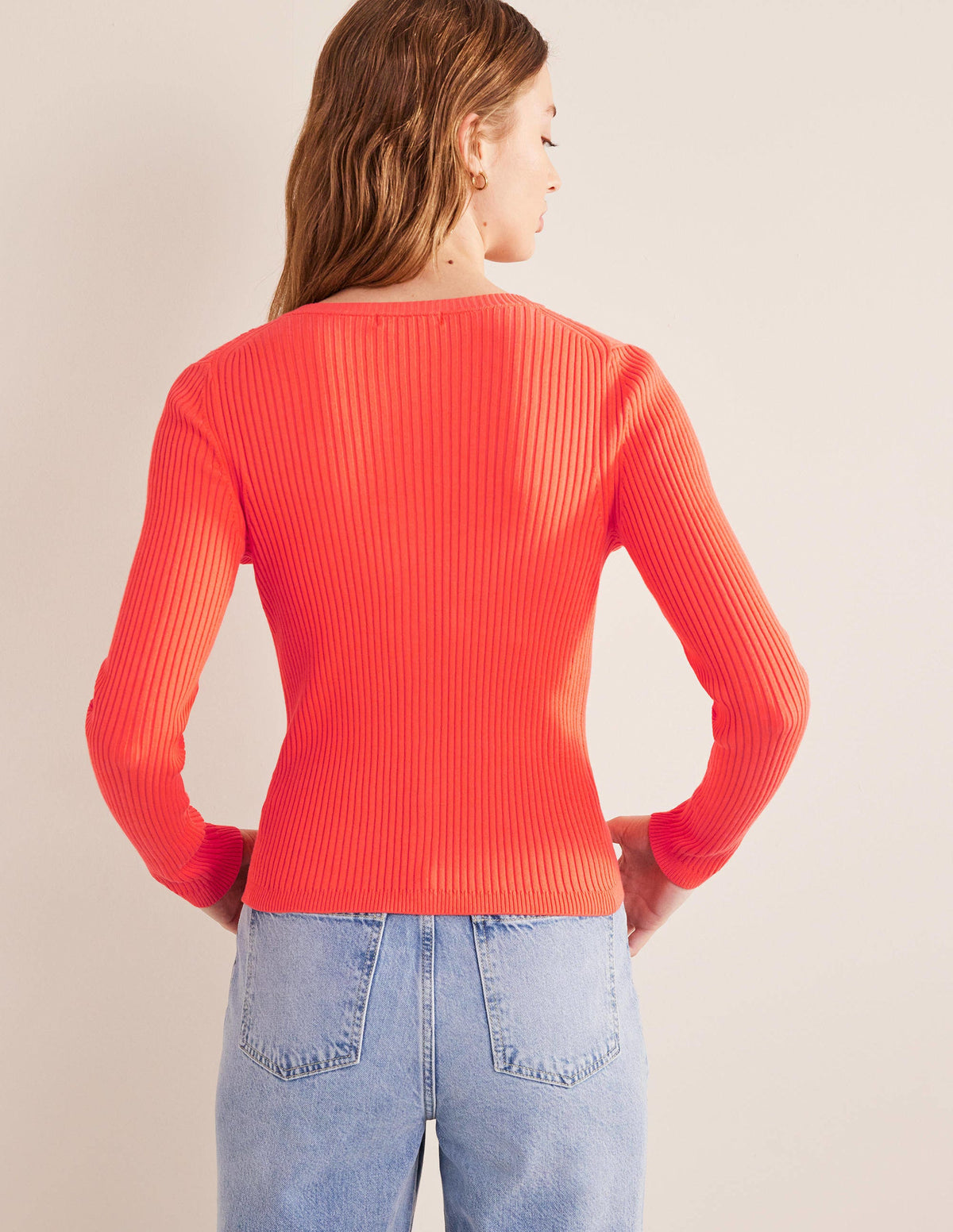 Cardigan mit Rippstrickdetail-Wassermelonenbowle-3