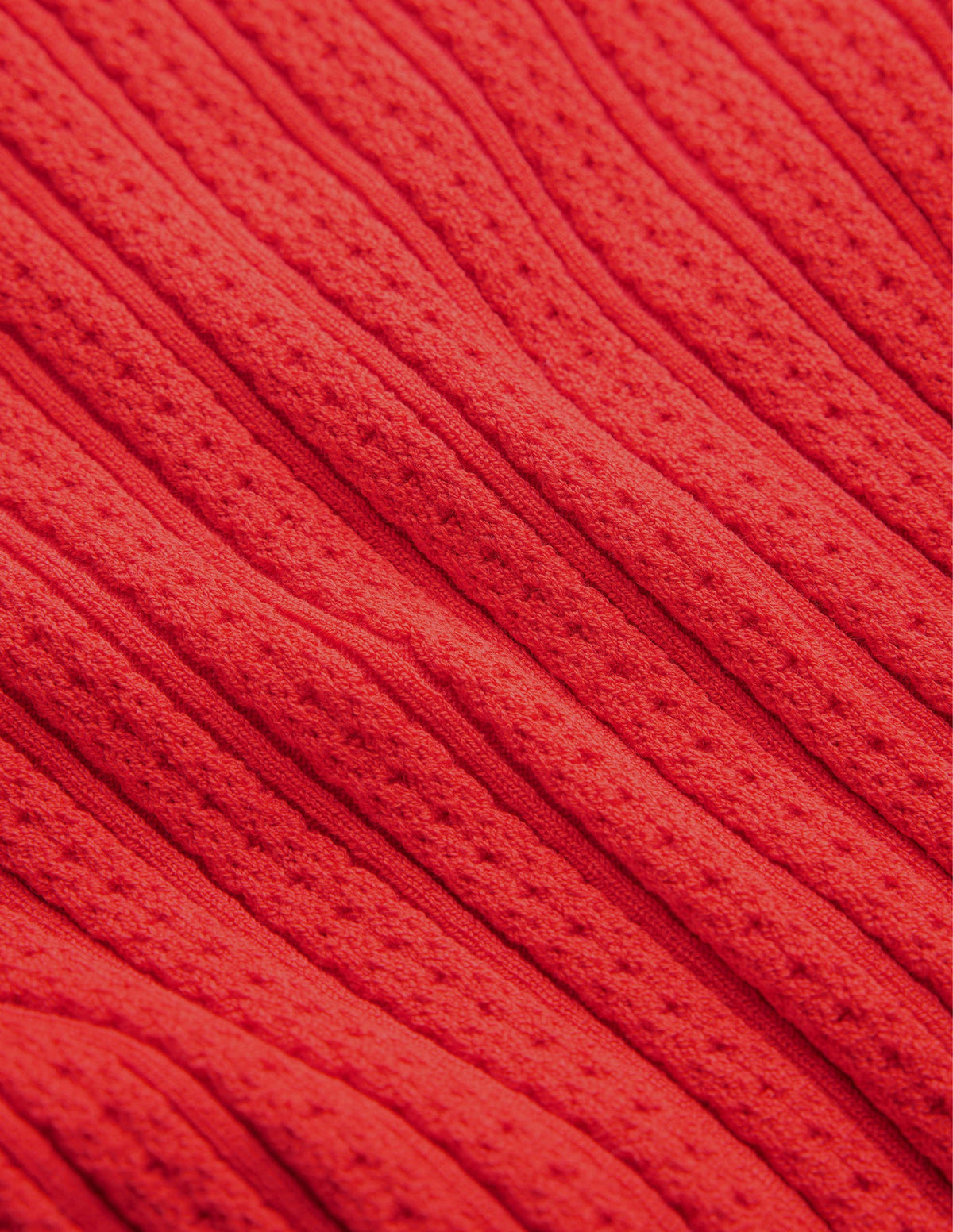Ribbed Pointelle High Neck Top-Tomato-6