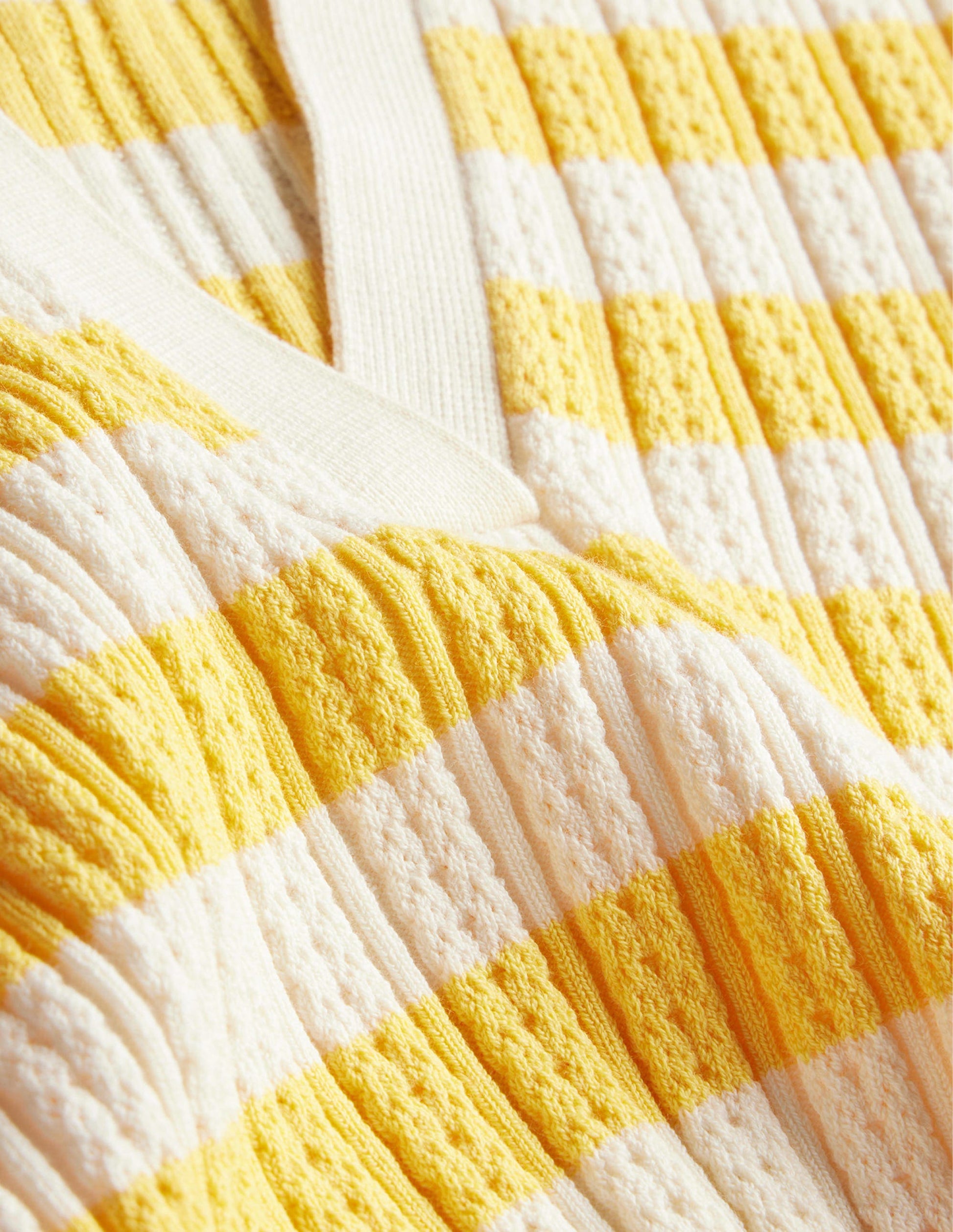 Rippstrick-T-Shirt mit Kragen-Süßes Honiggelb/Naturweiß, Gestreift-6