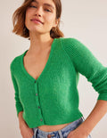 Cropped Fluffy Cardigan-Bright Green