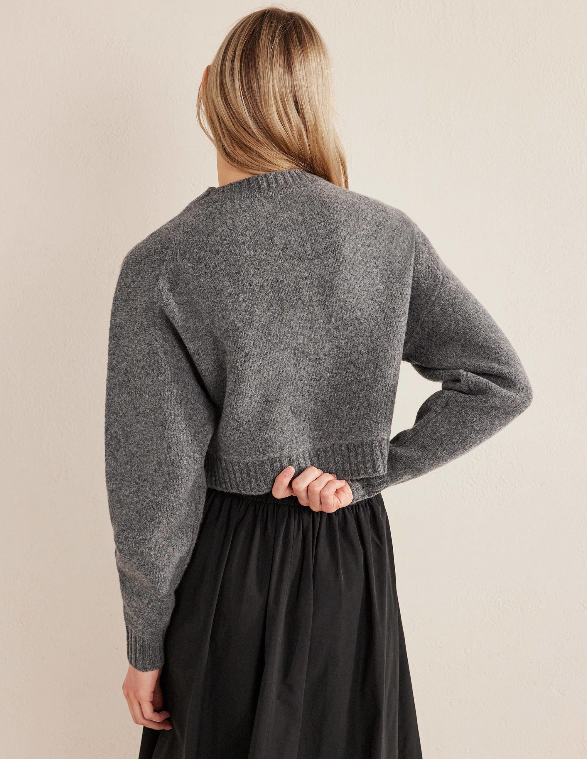 Cardigan mit Zierknöpfen-Dunkelgrau Melange - Image 3