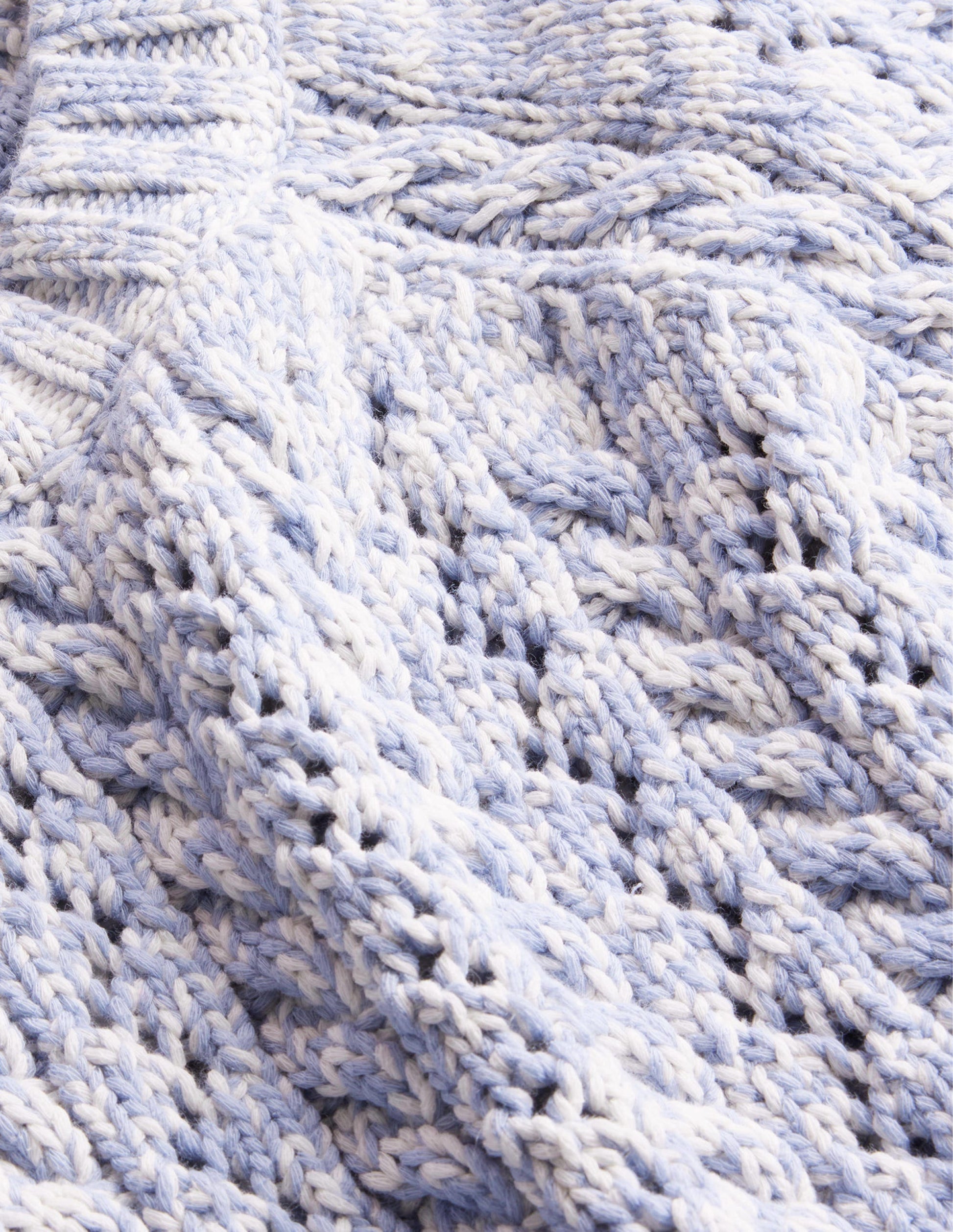 Melierter Zopfstrickpullover-Eisblau/Naturweiß Meliert-6