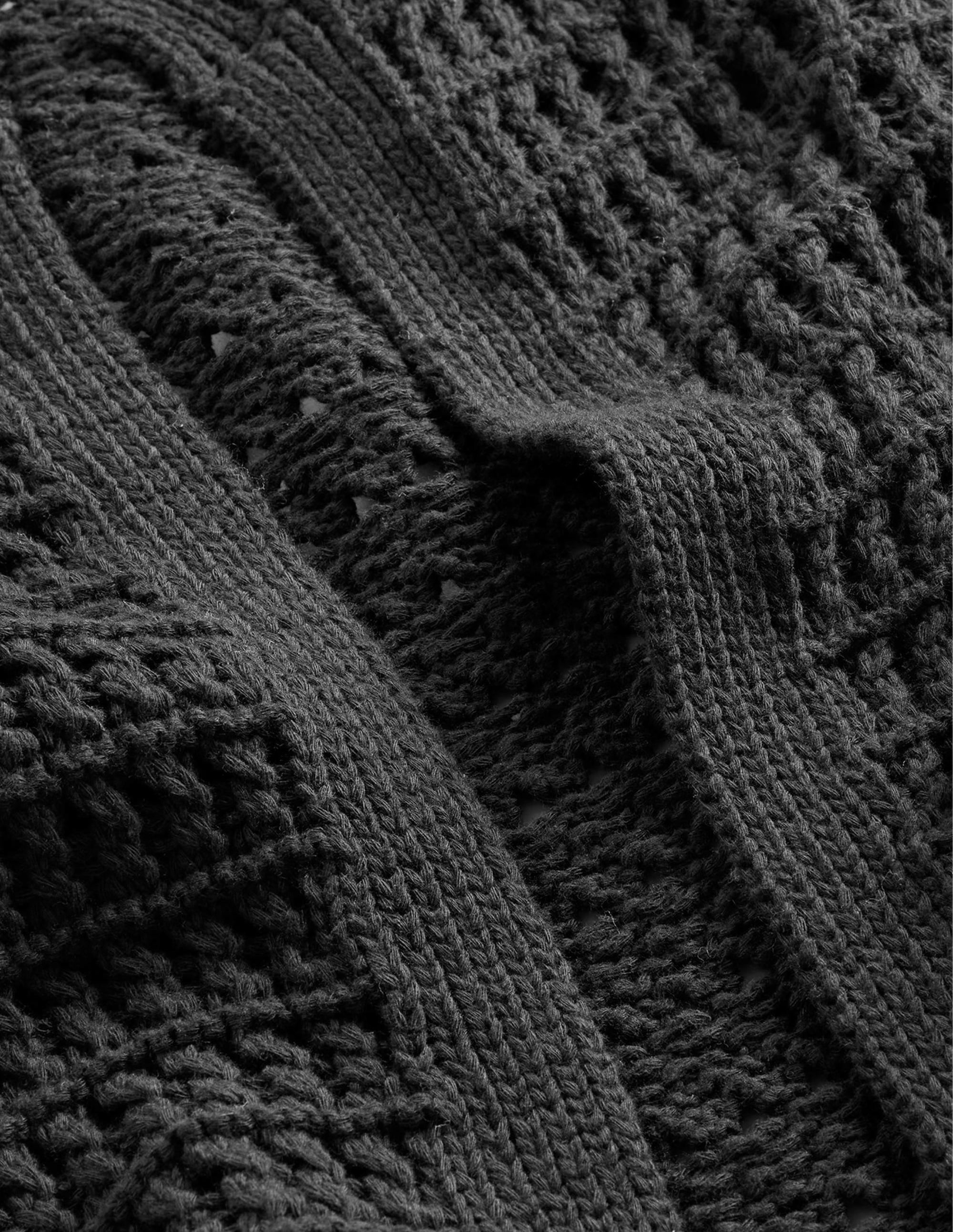 Langer Häkelcardigan-Schwarz - Image 6