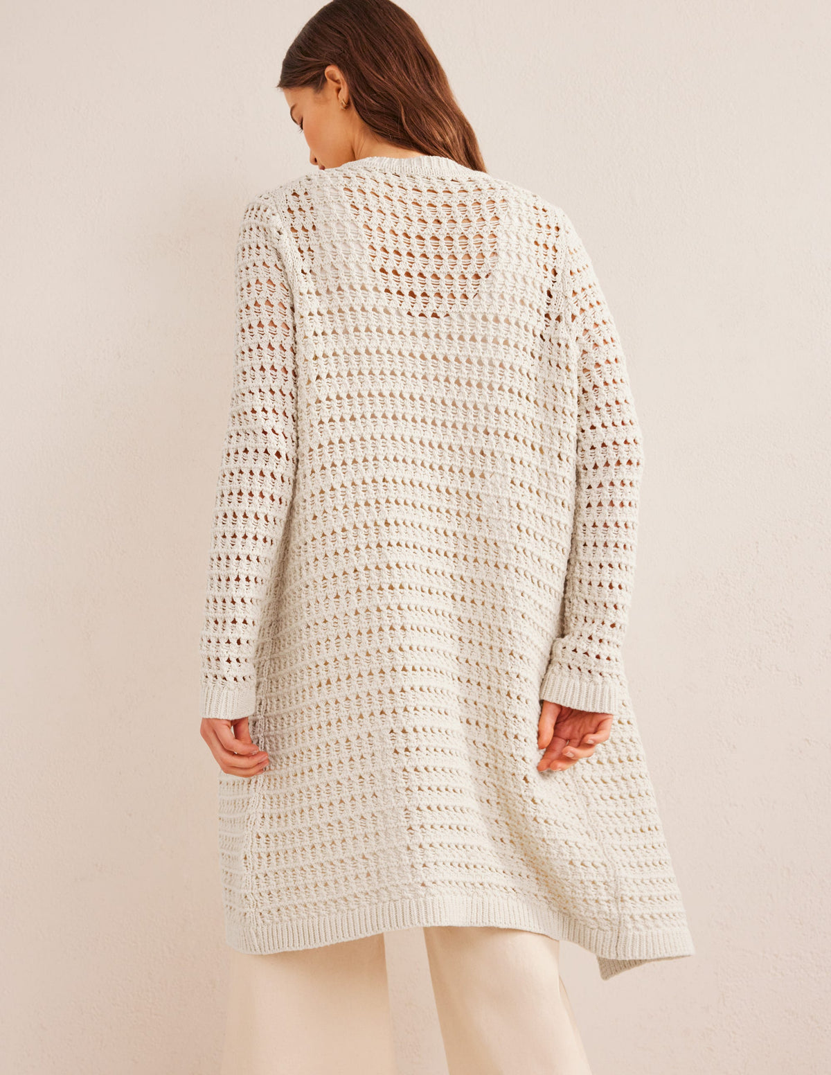 Crochet Coatigan-Warm Ivory - Image 3