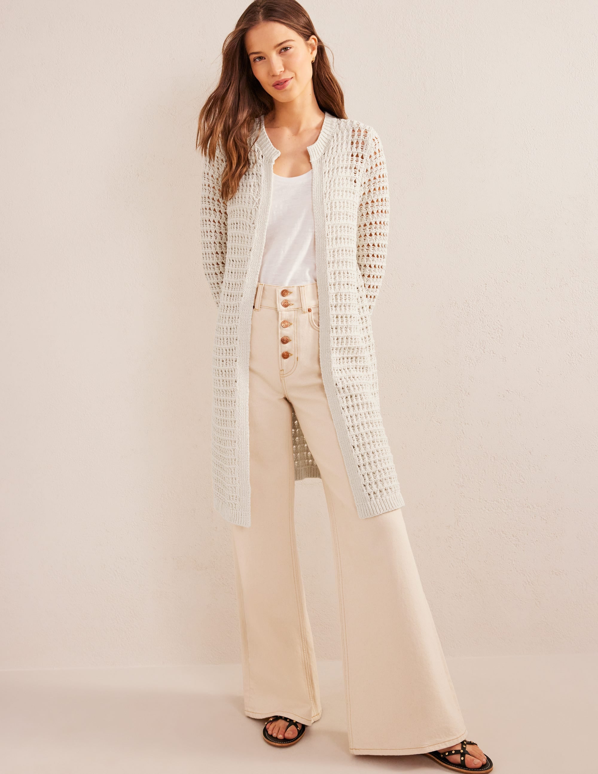 Crochet Coatigan-Warm Ivory - Image 4