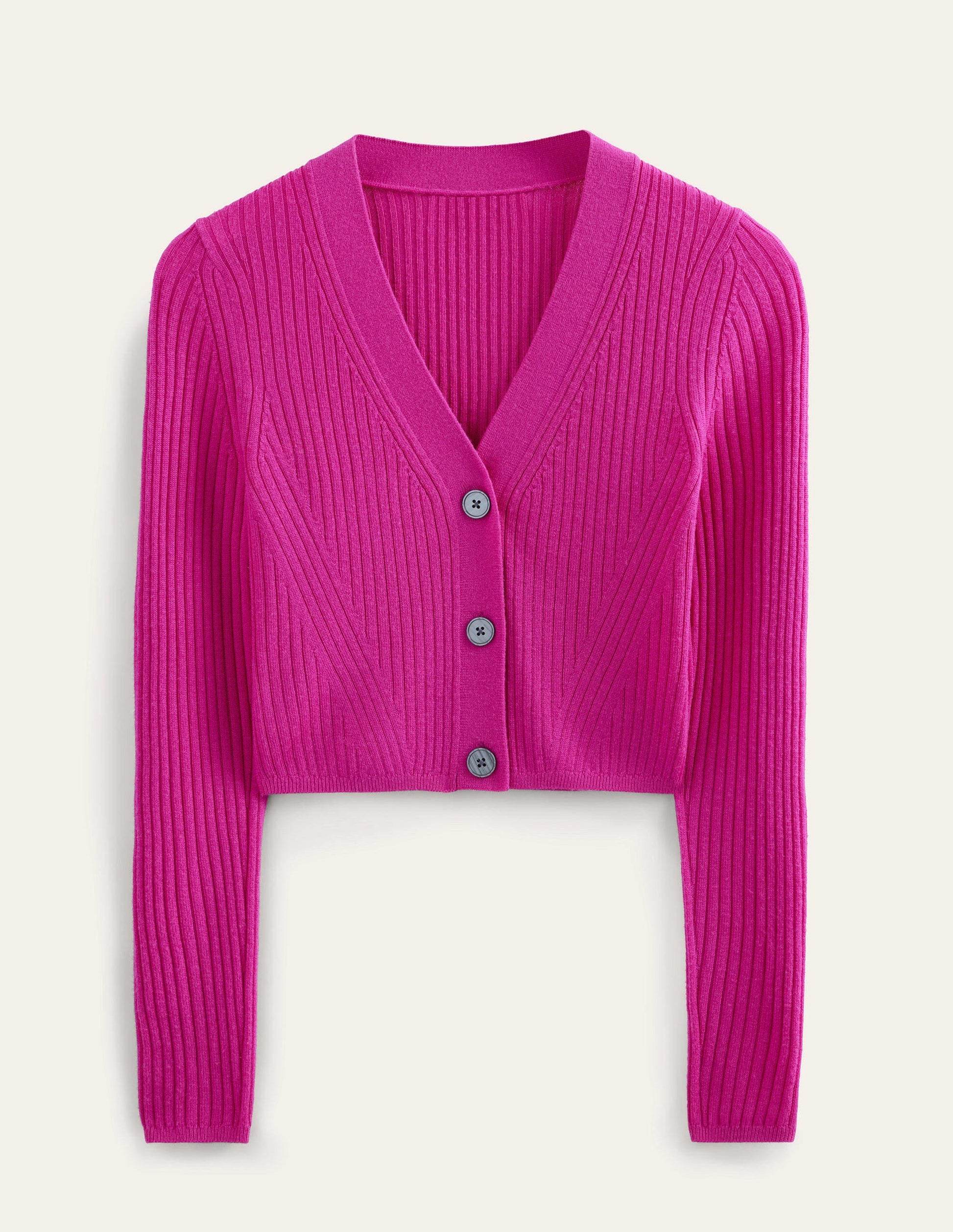 Kurzer Rippstrick-Cardigan aus Merinowolle-Magenta-7