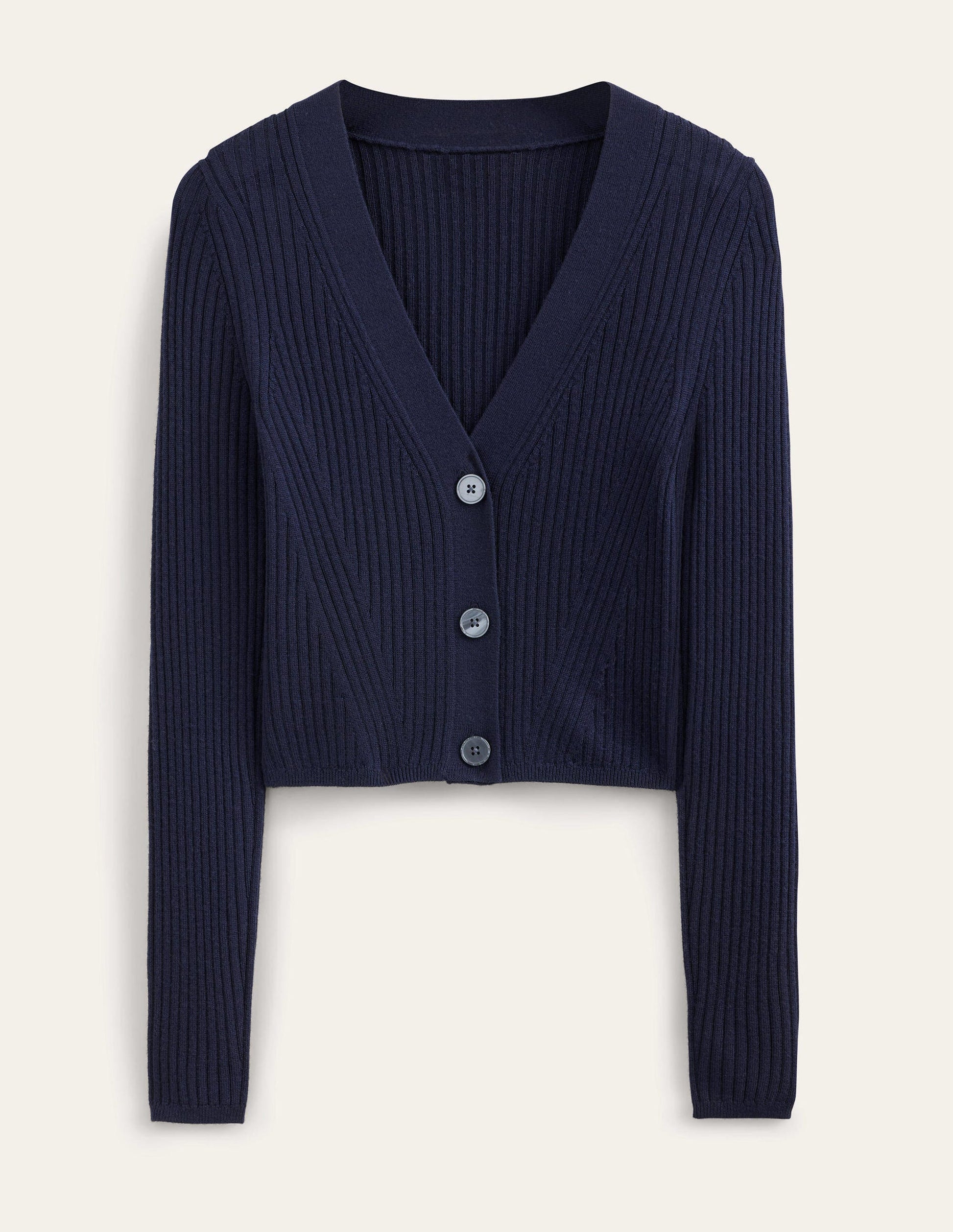 Merino Cropped RIb Cardigan-Navy-5