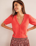 Pointelle-Cardigan-Korallenrot
