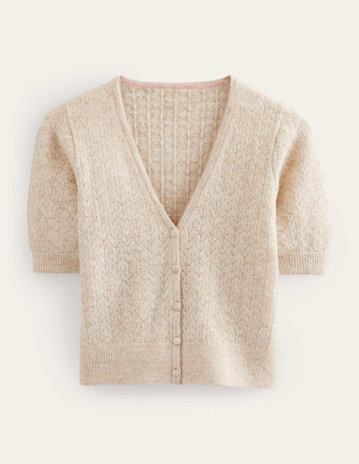 Gilet en pointelle-Avoine chiné - Image 5