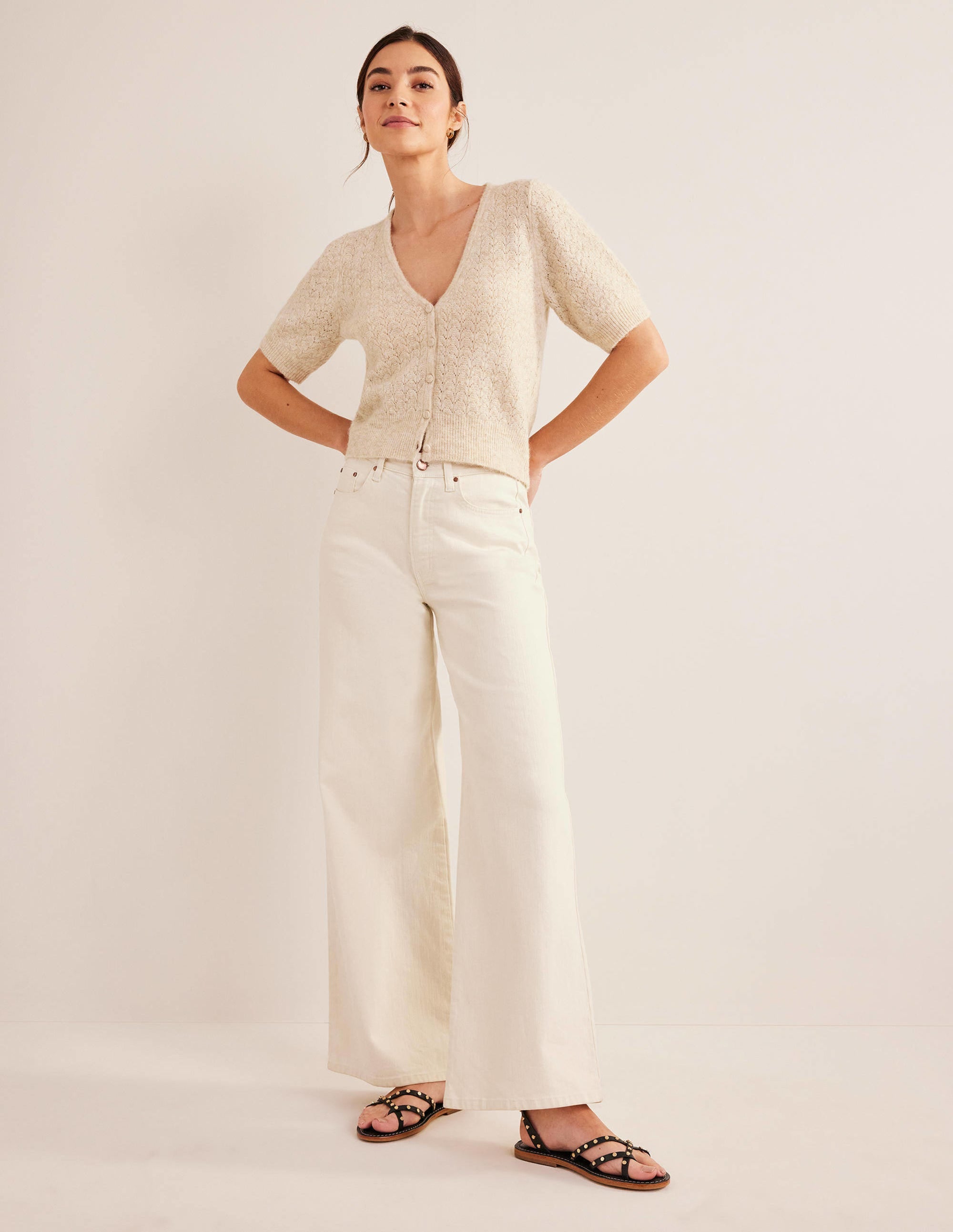 Gilet en pointelle-Avoine chiné - Image 4