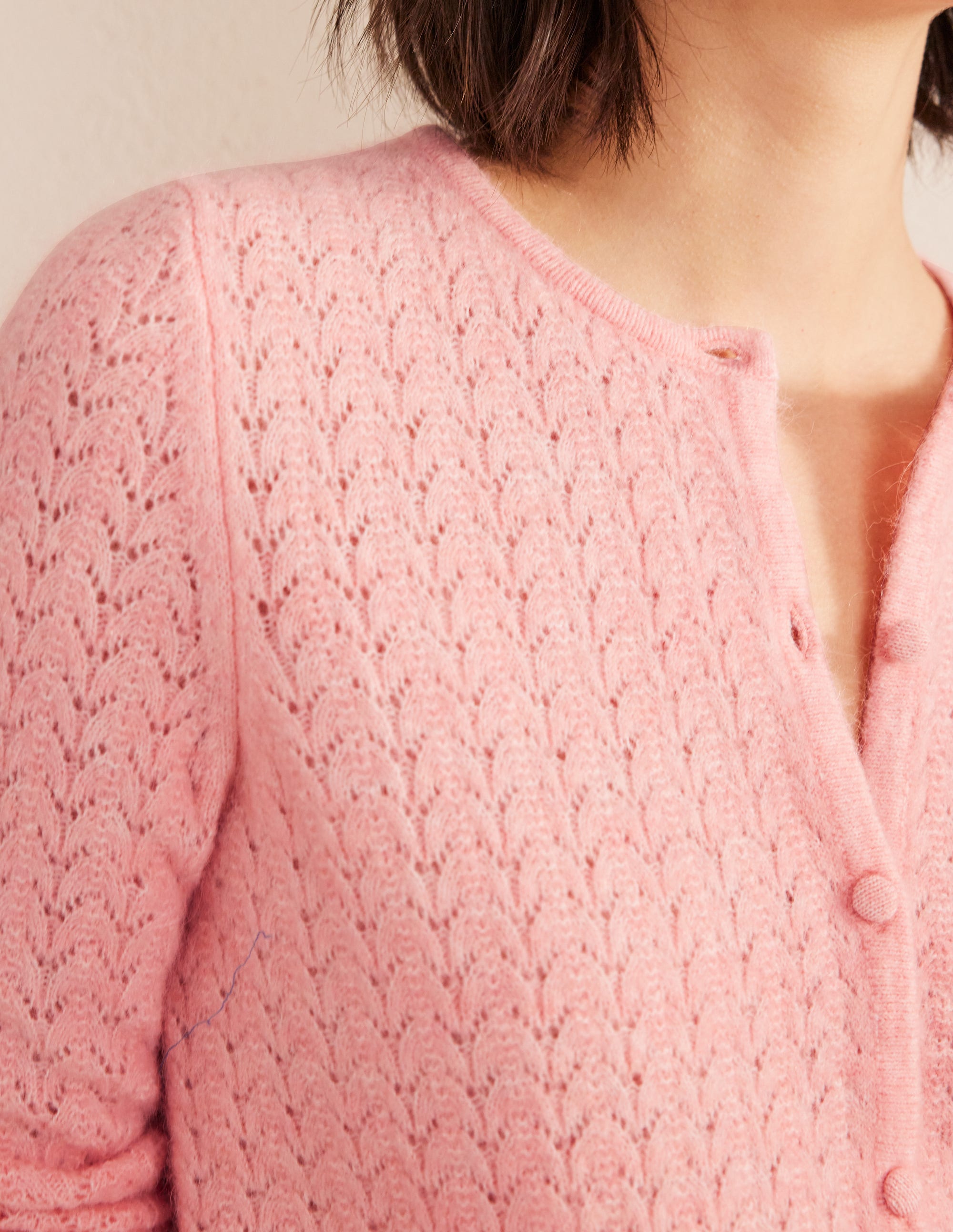 Langärmliger Pointelle-Cardigan-Dahlien-Rosa - Image 2
