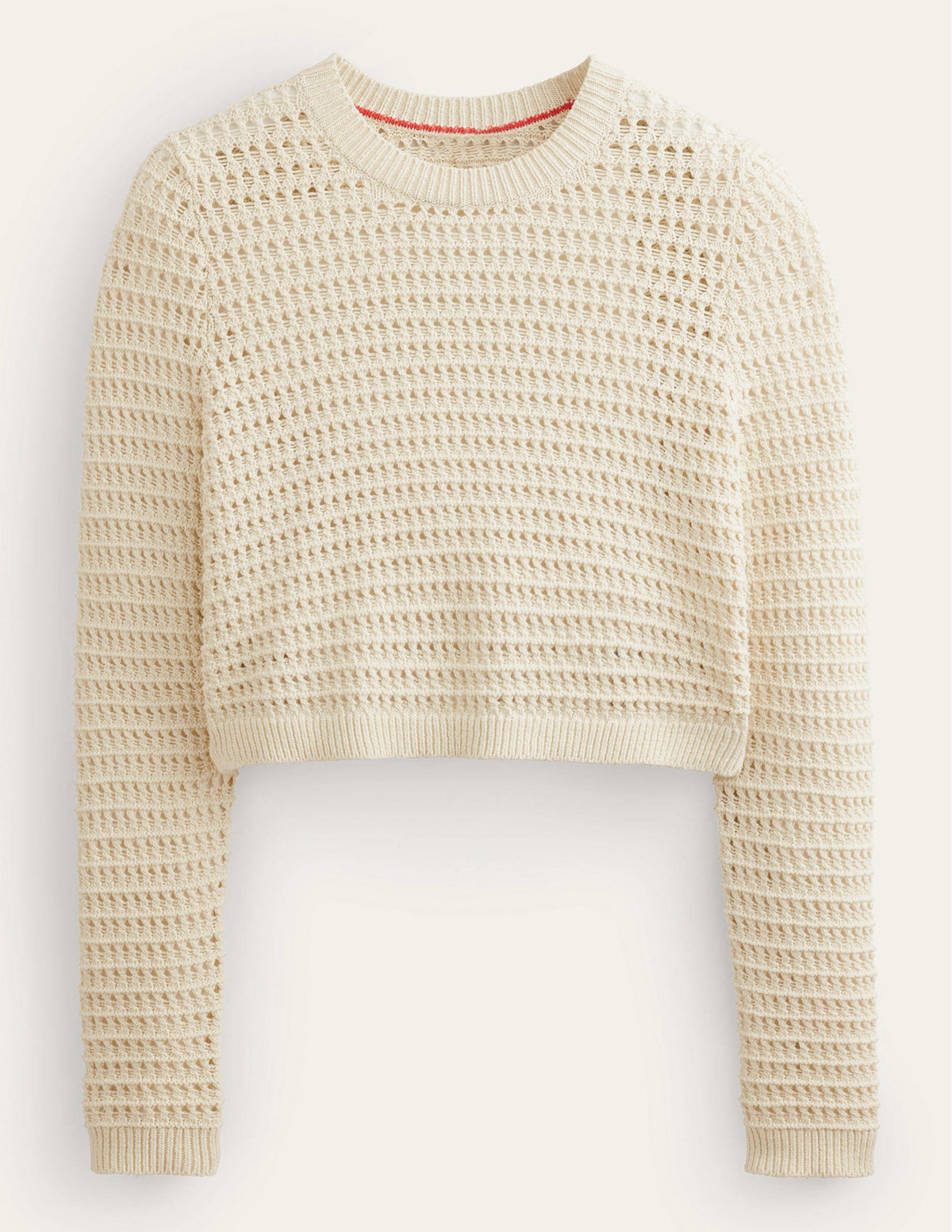 Kurz geschnittener Häkelpullover-Warmes Naturweiß-6