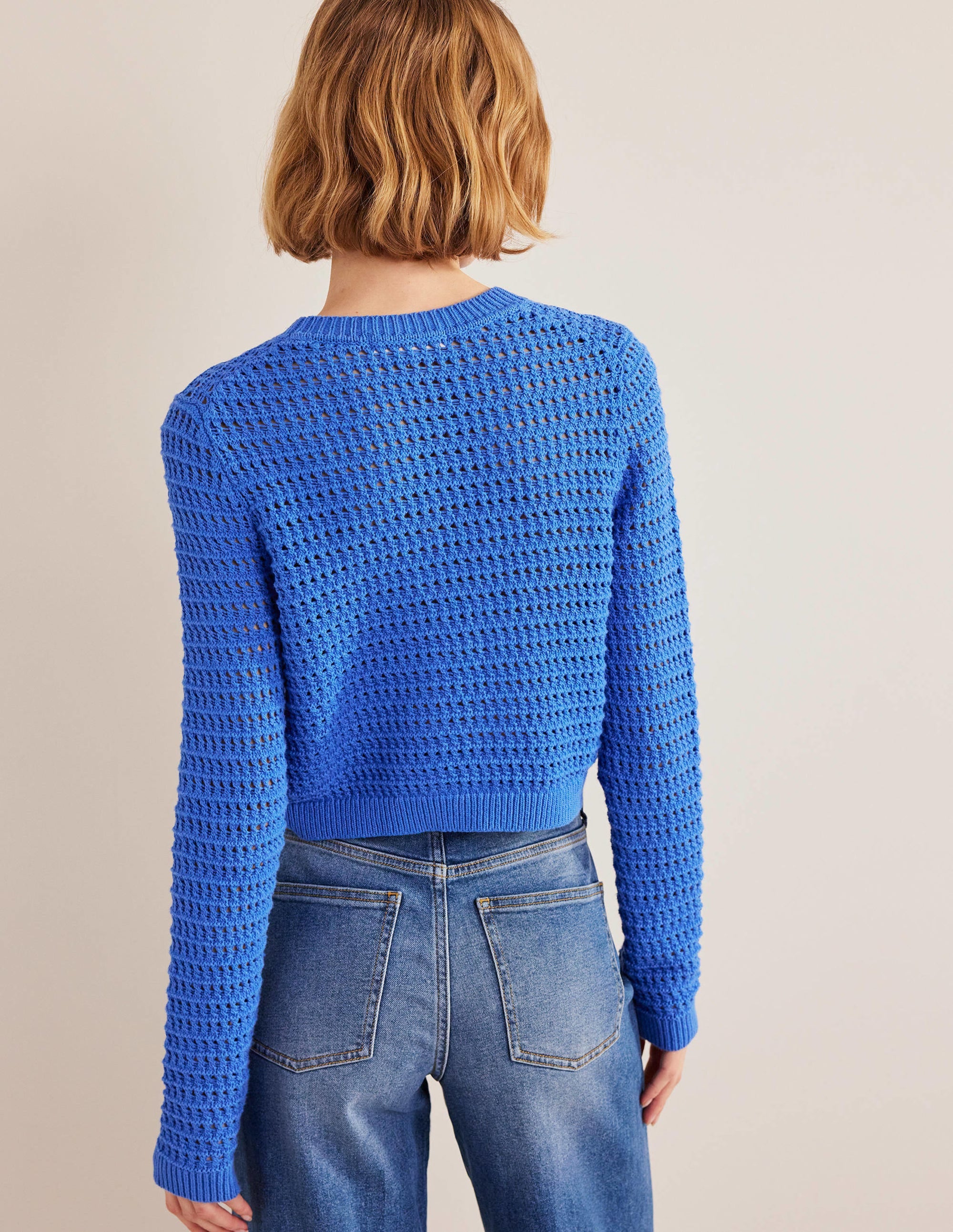 Cropped Crochet Jumper-Nebulus Blue - Image 3