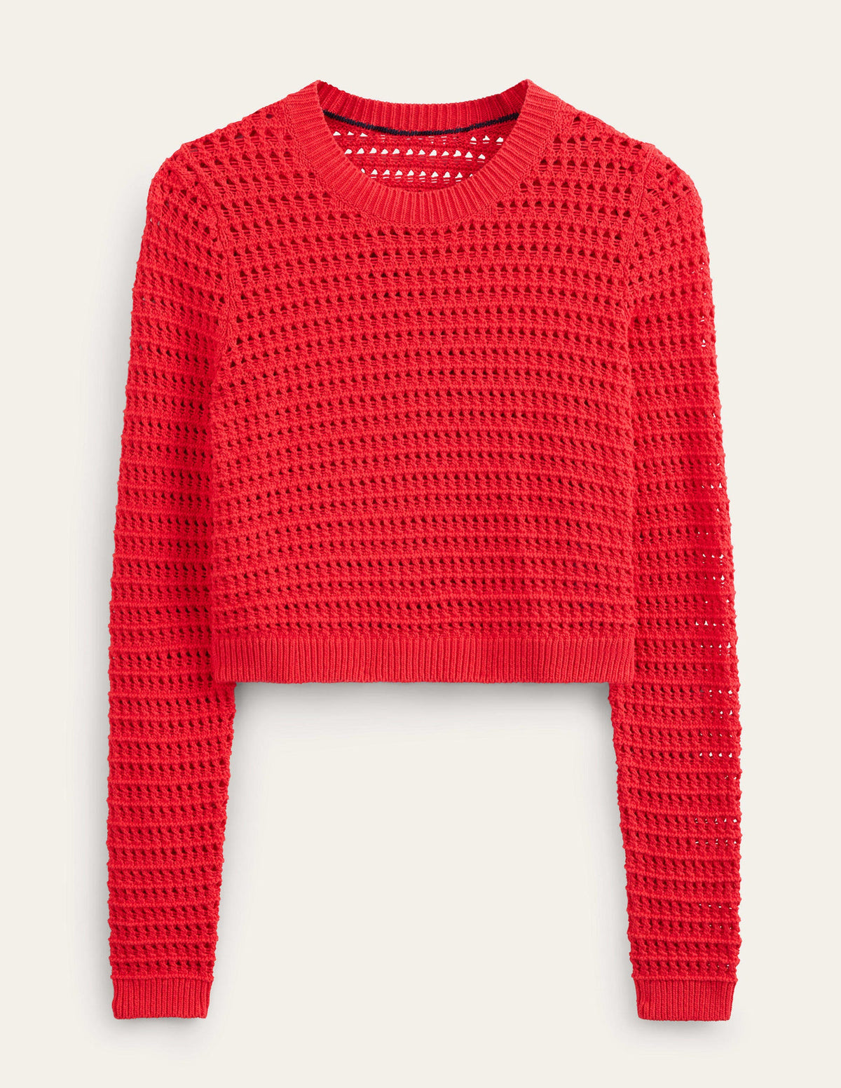 Kurz geschnittener Häkelpullover-Knallrot - Image 5