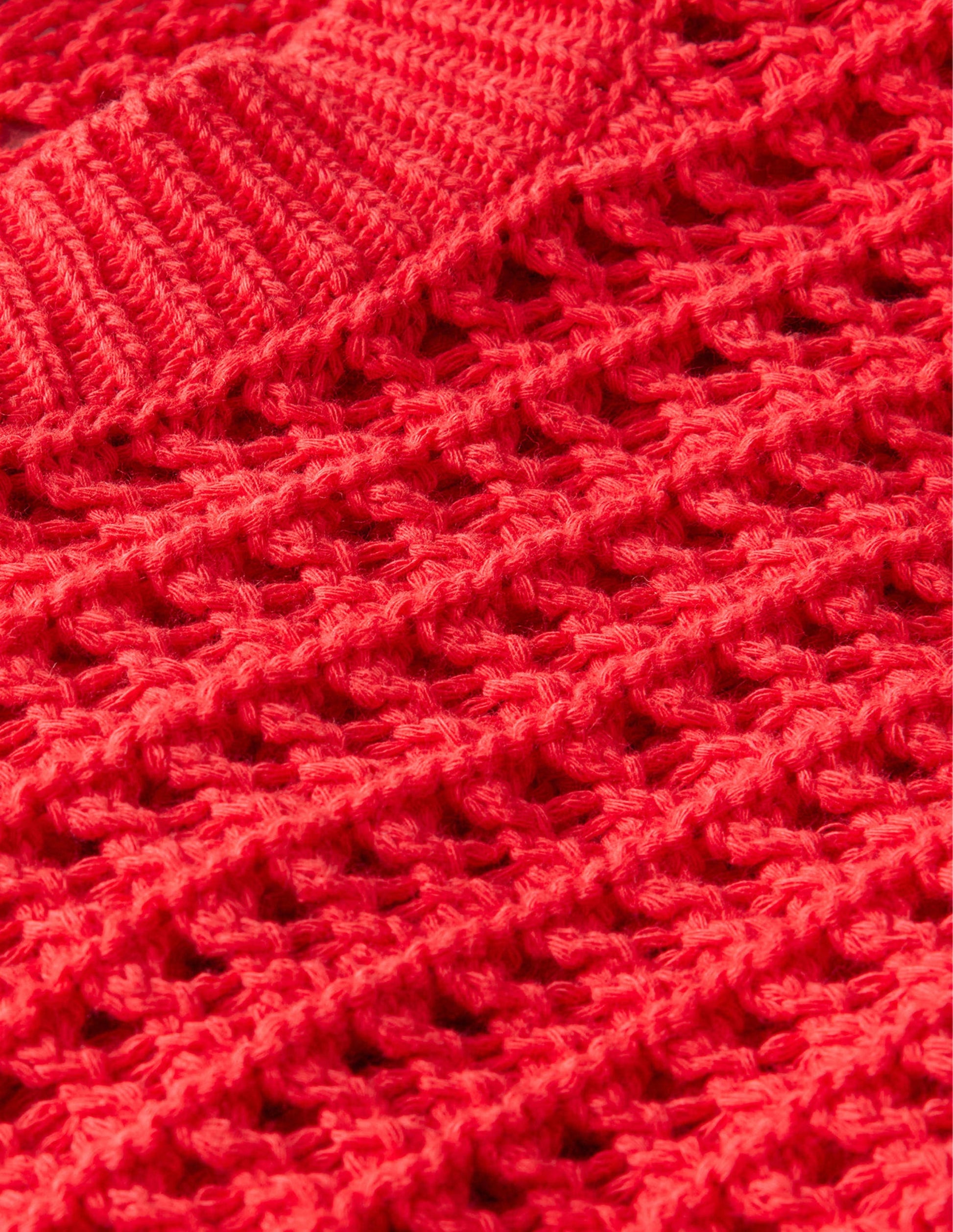 Kurz geschnittener Häkelpullover-Knallrot-6