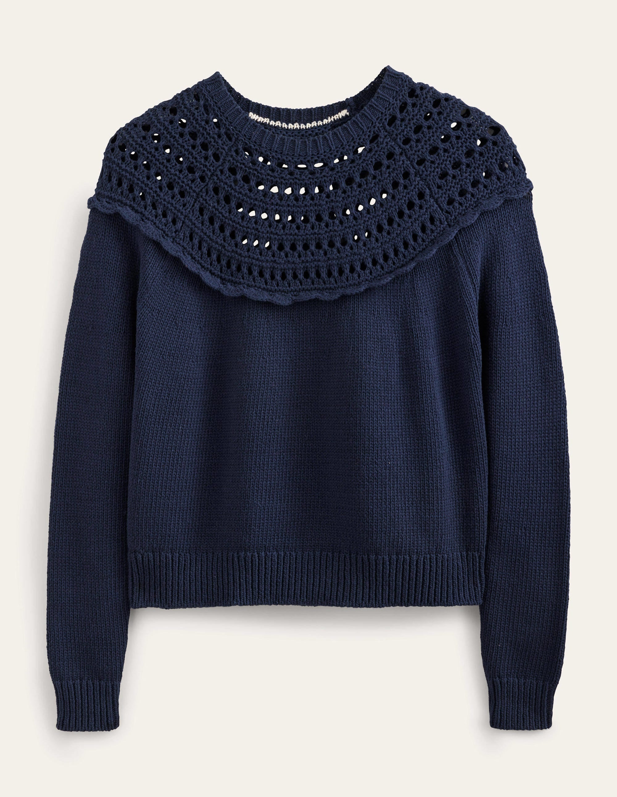 Pullover mit Häkelpasse-Marineblau - Image 5