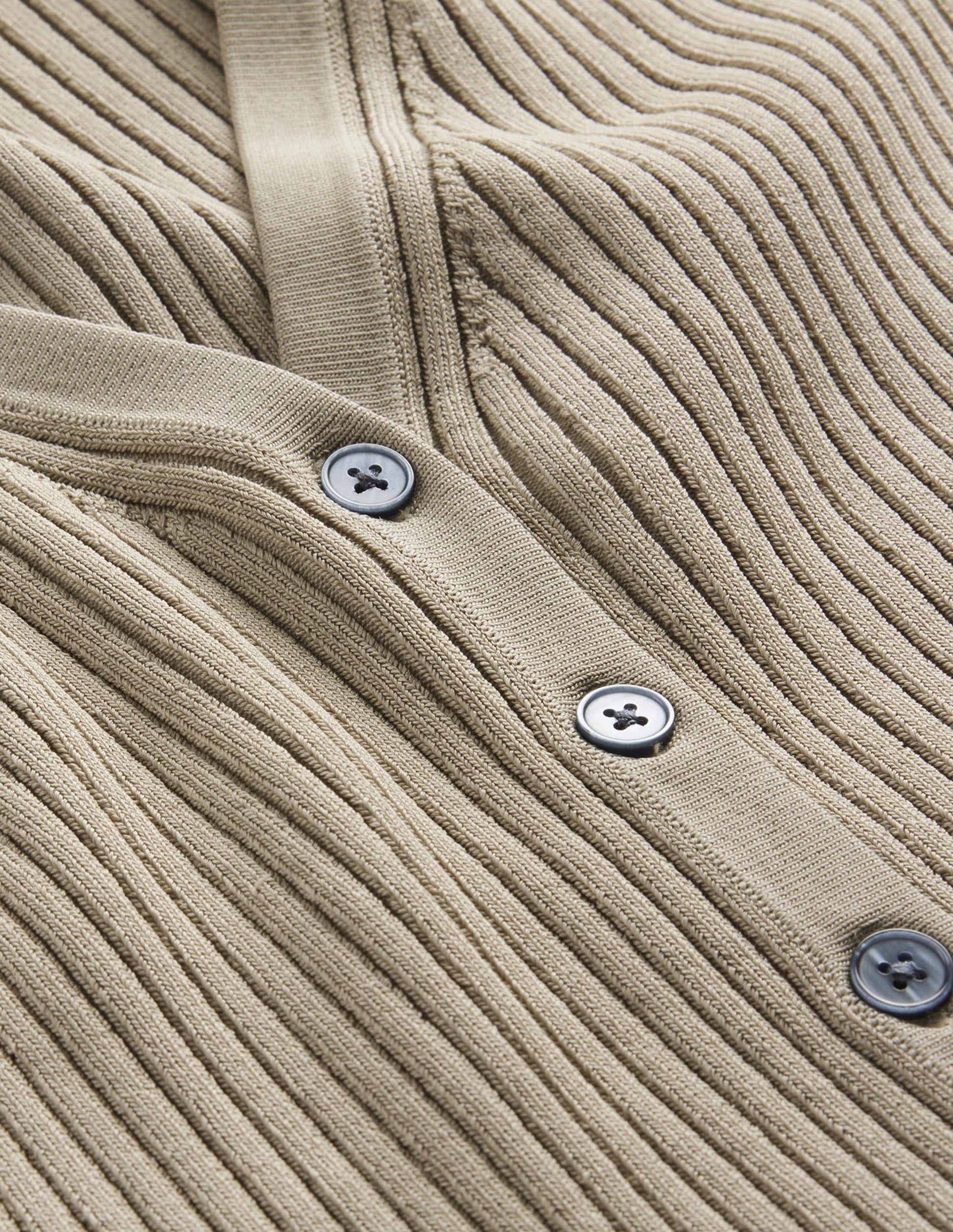 Gerippter Cardigan mit breitem Ausschnitt-Steingrau-6