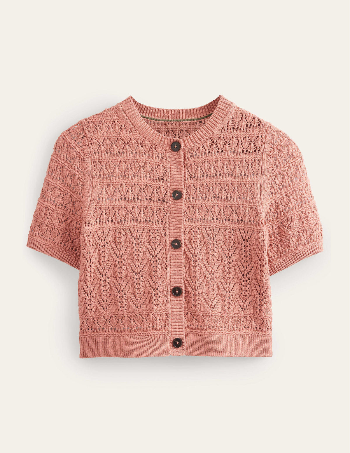 Pointelle-Cardigan mit Rundhalsausschnitt-Zuckerwattenrosa - Image 6
