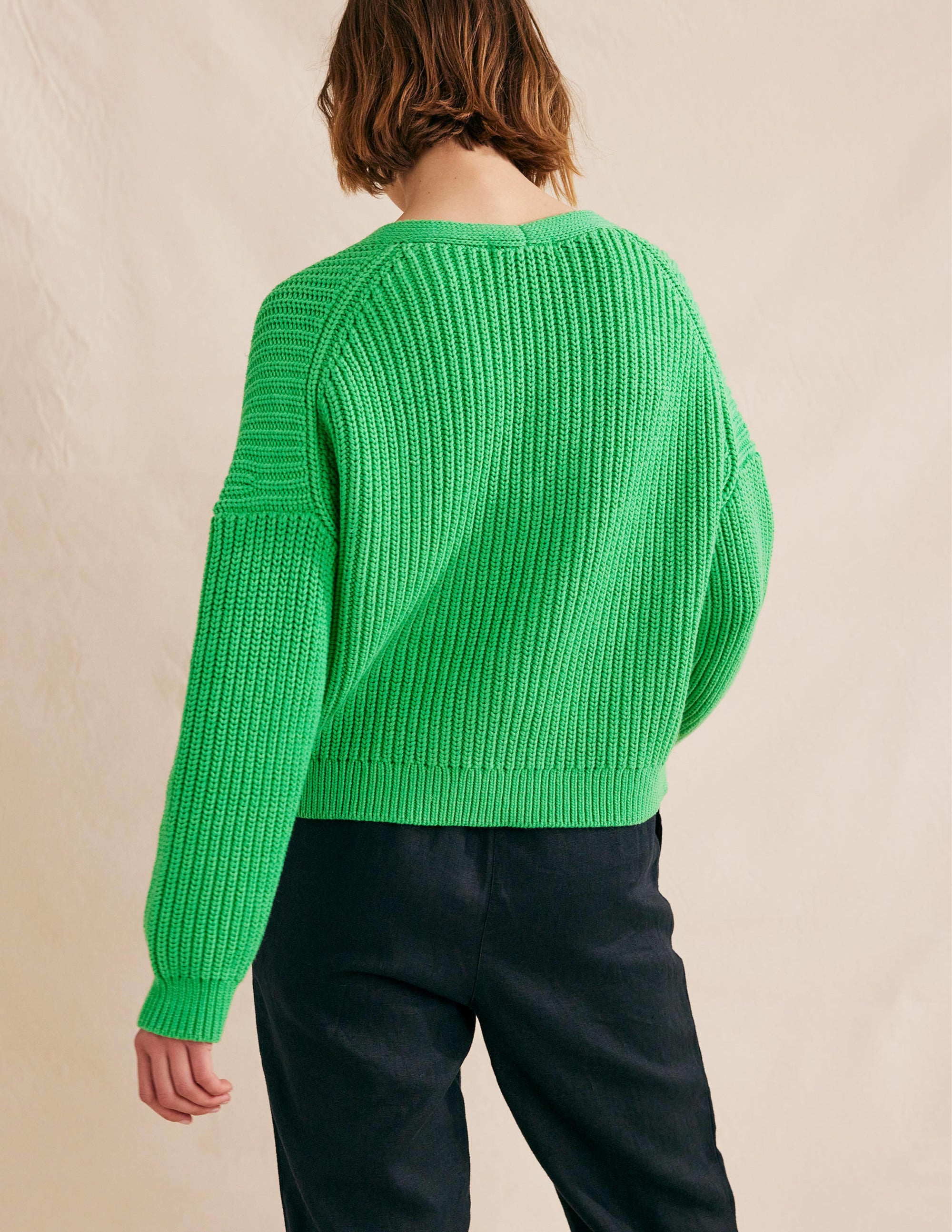 Gilet côtelé oversize-Vert vif - Image 3