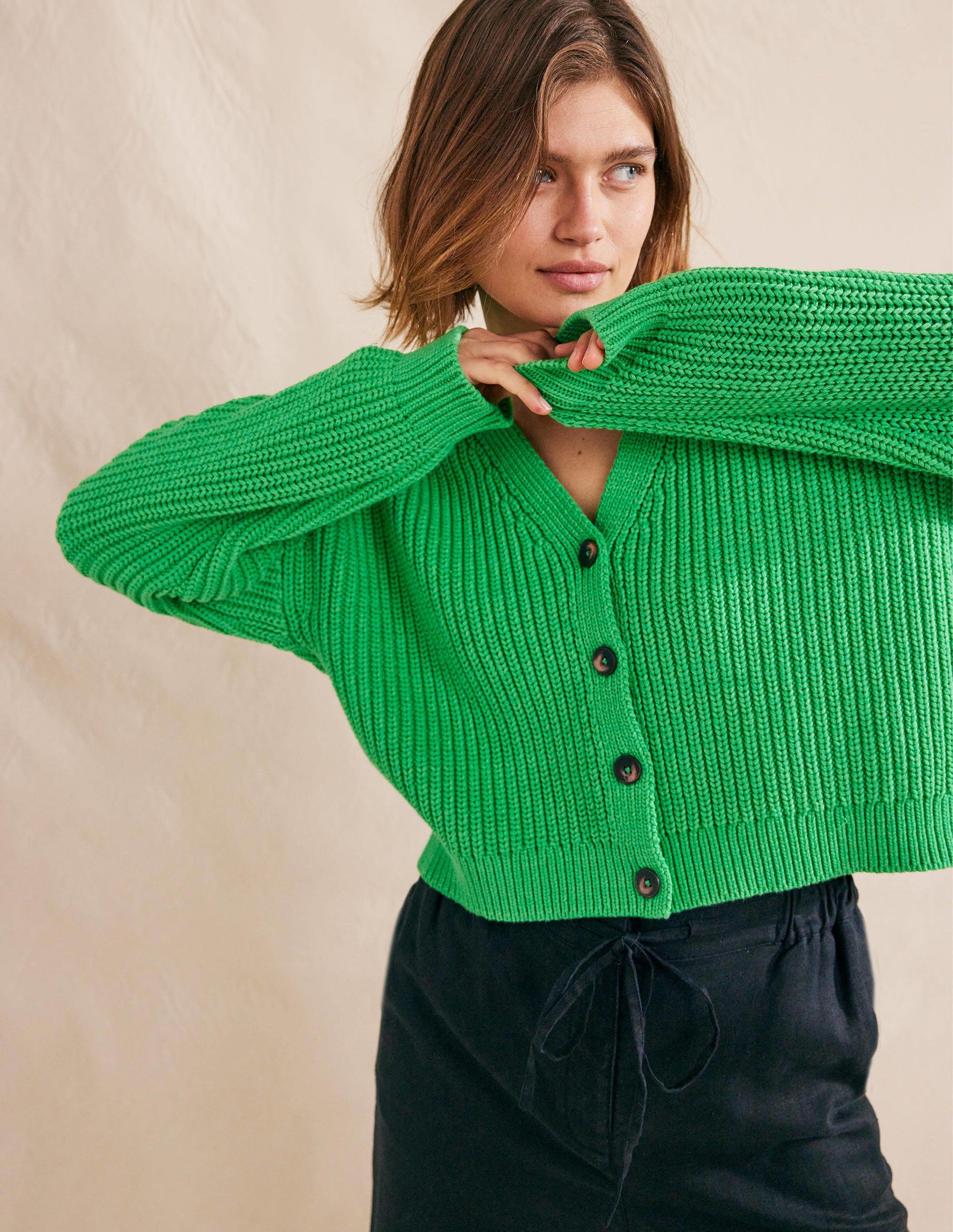 Gilet côtelé oversize-Vert vif-4