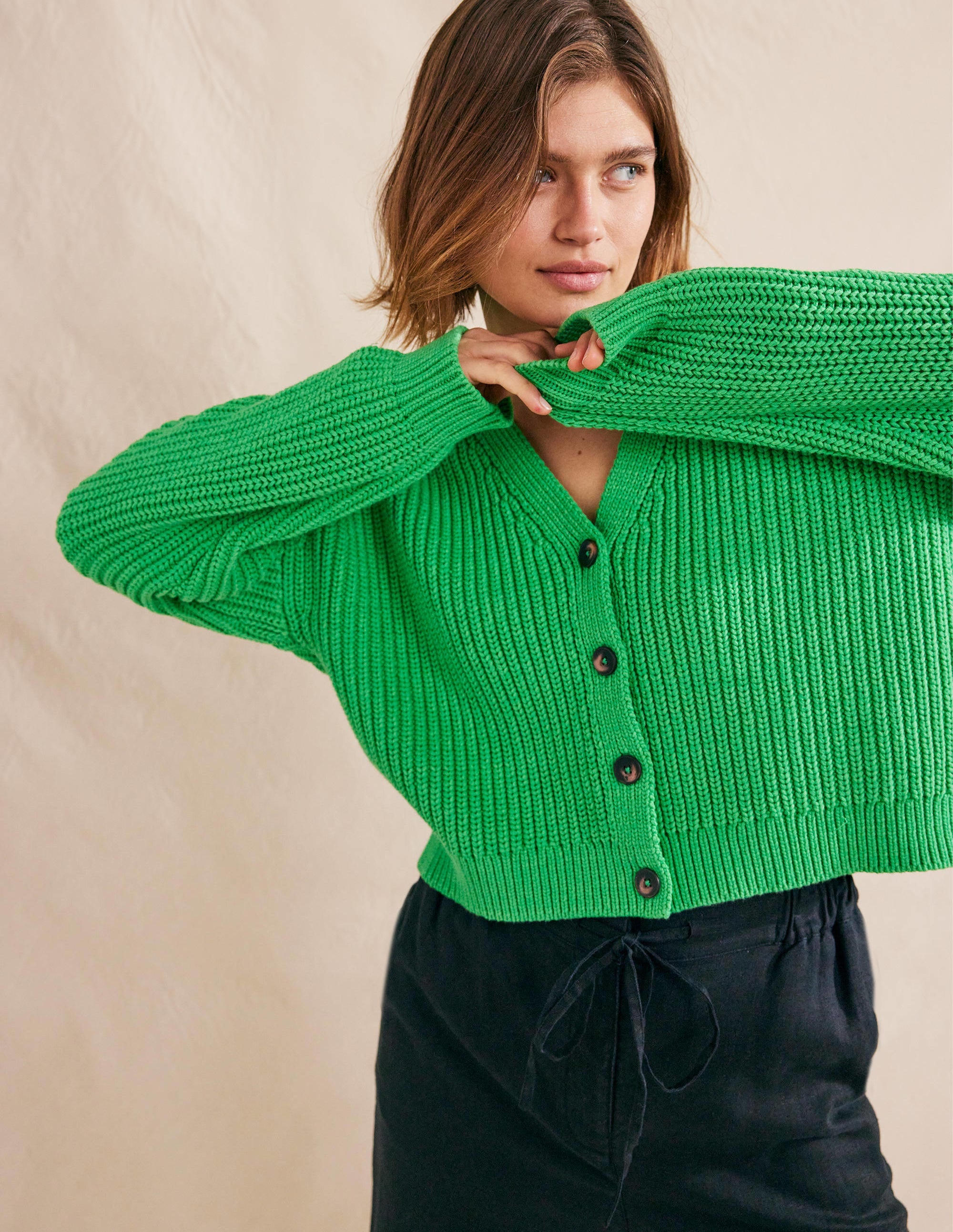Gilet côtelé oversize-Vert vif - Image 4
