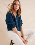Oversize-Rippstrick-Cardigan-Marineblau