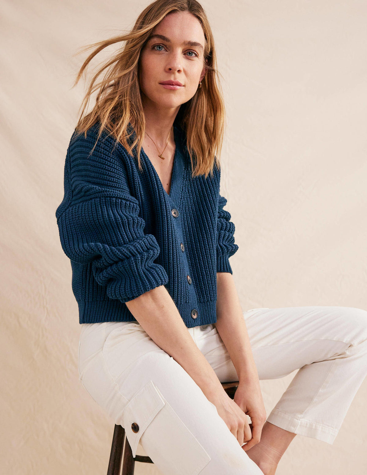 Oversize-Rippstrick-Cardigan-Marineblau - Image 1
