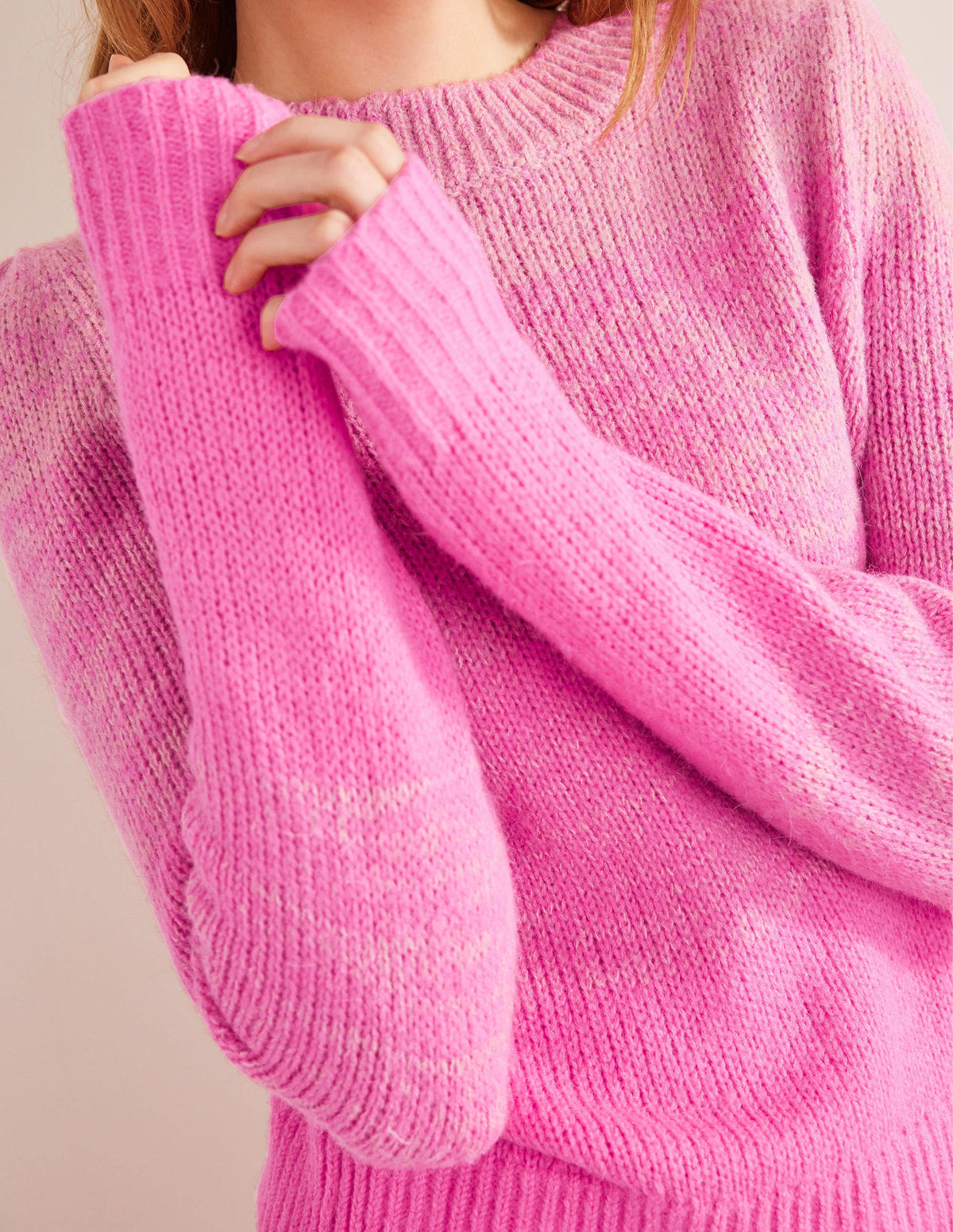 Flauschiger Pullover-Rosa, Farbverlauf-2