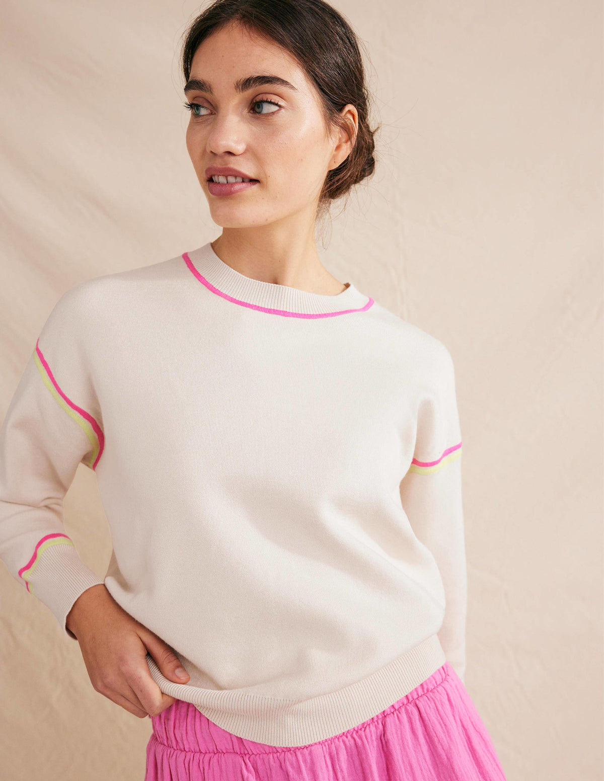 Gestricktes Sweatshirt-Warmes Naturweiß - Image 1