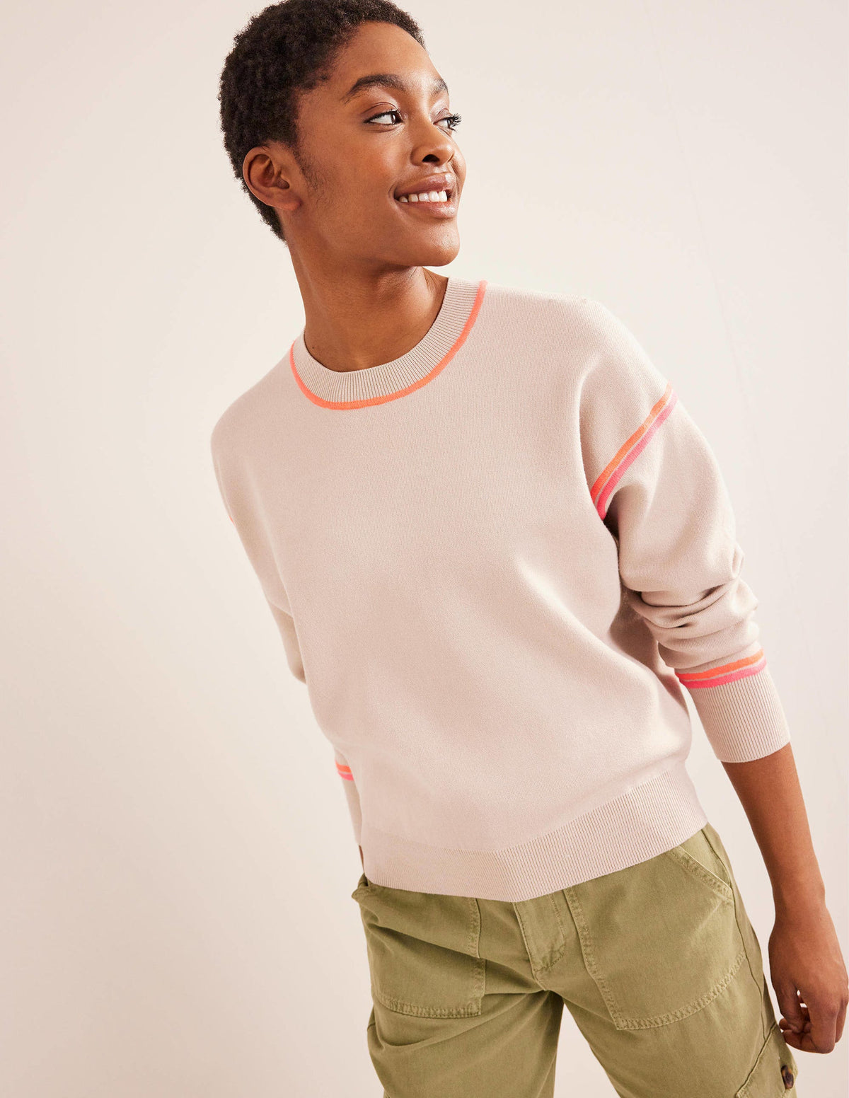 Gestricktes Sweatshirt-Mausbraun Melange - Image 1