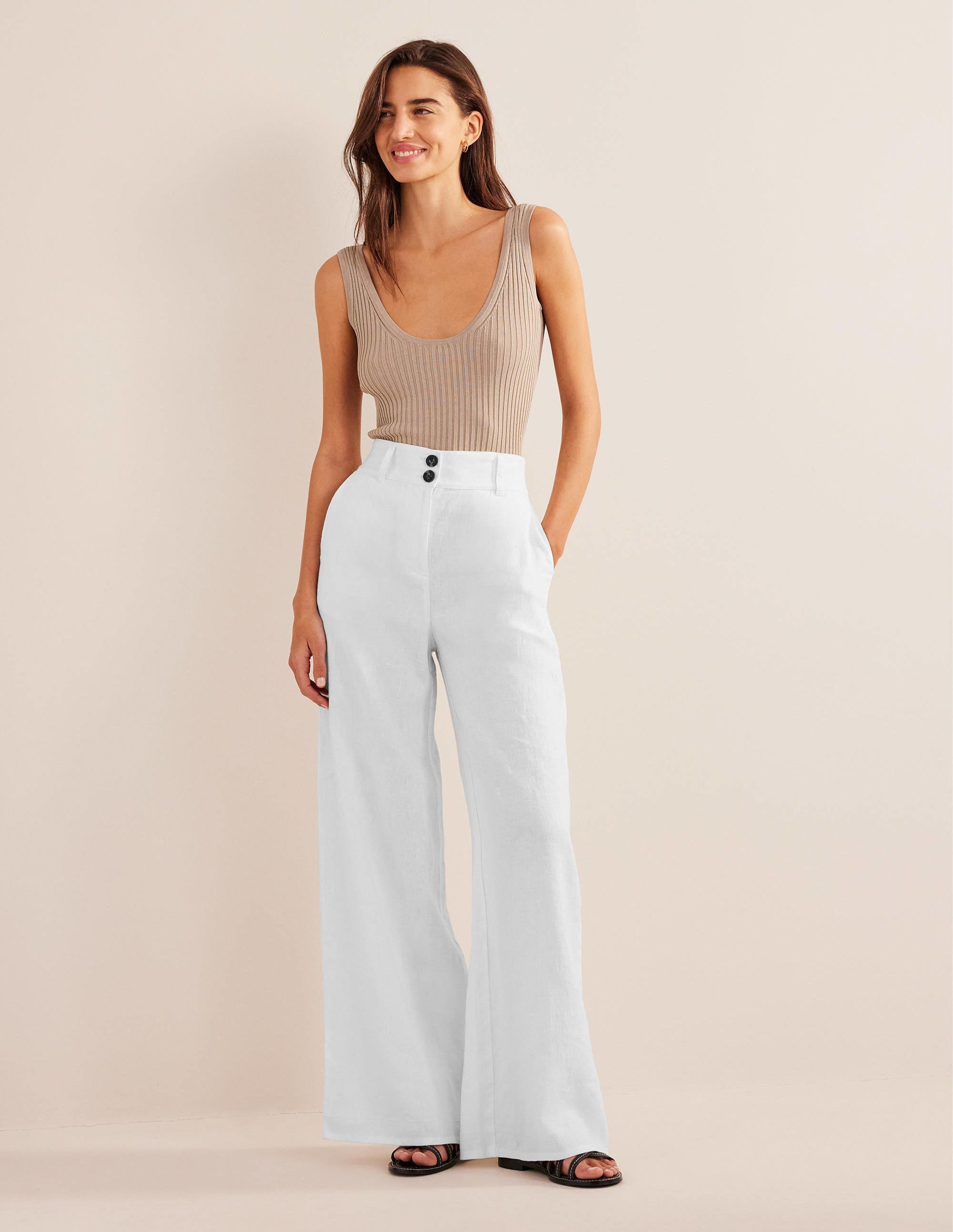 Highbury Linen Trousers-White - Image 6