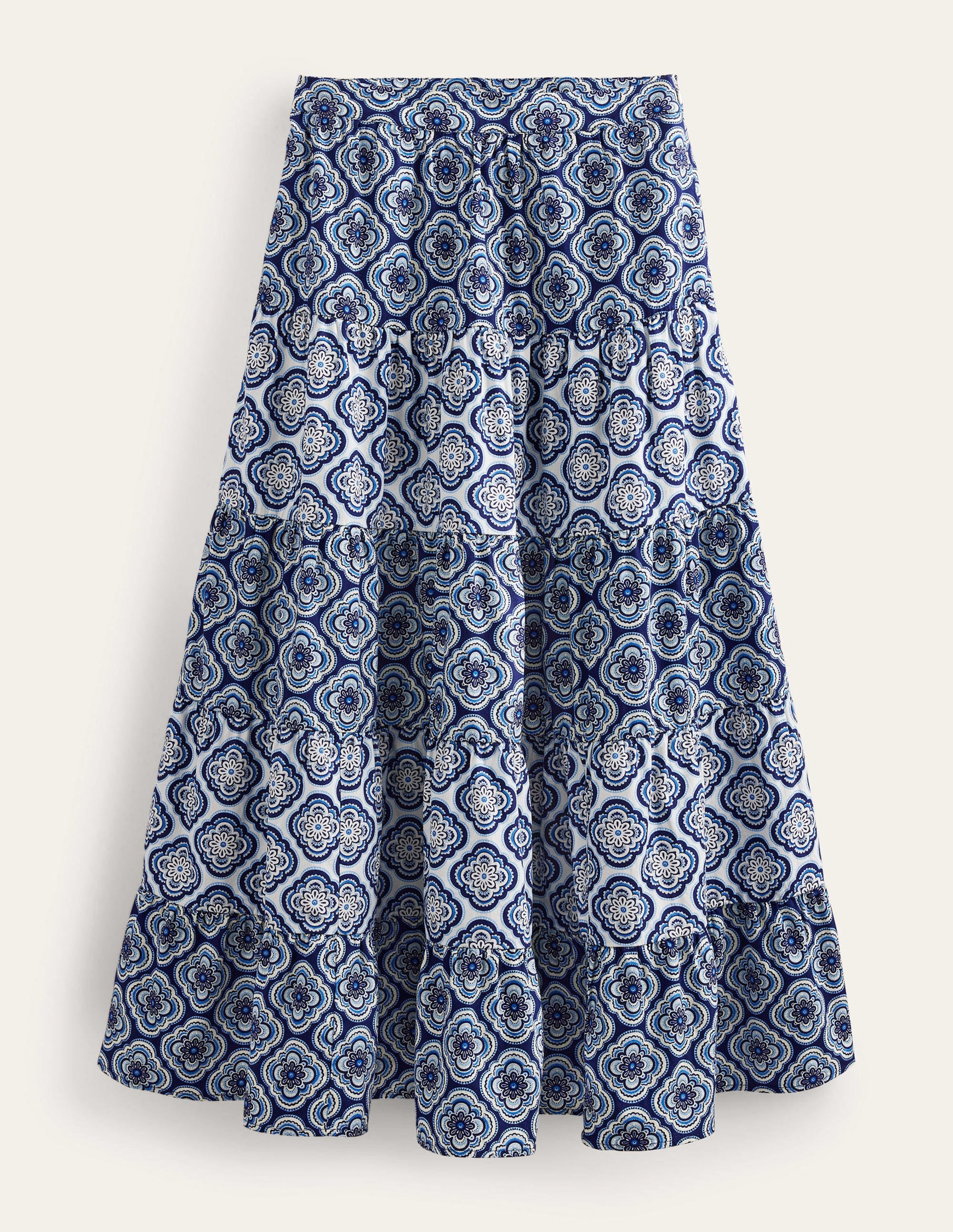 Jupe midi volantée en popeline-Bleu céleste, motif Botanic Blush - Image 5