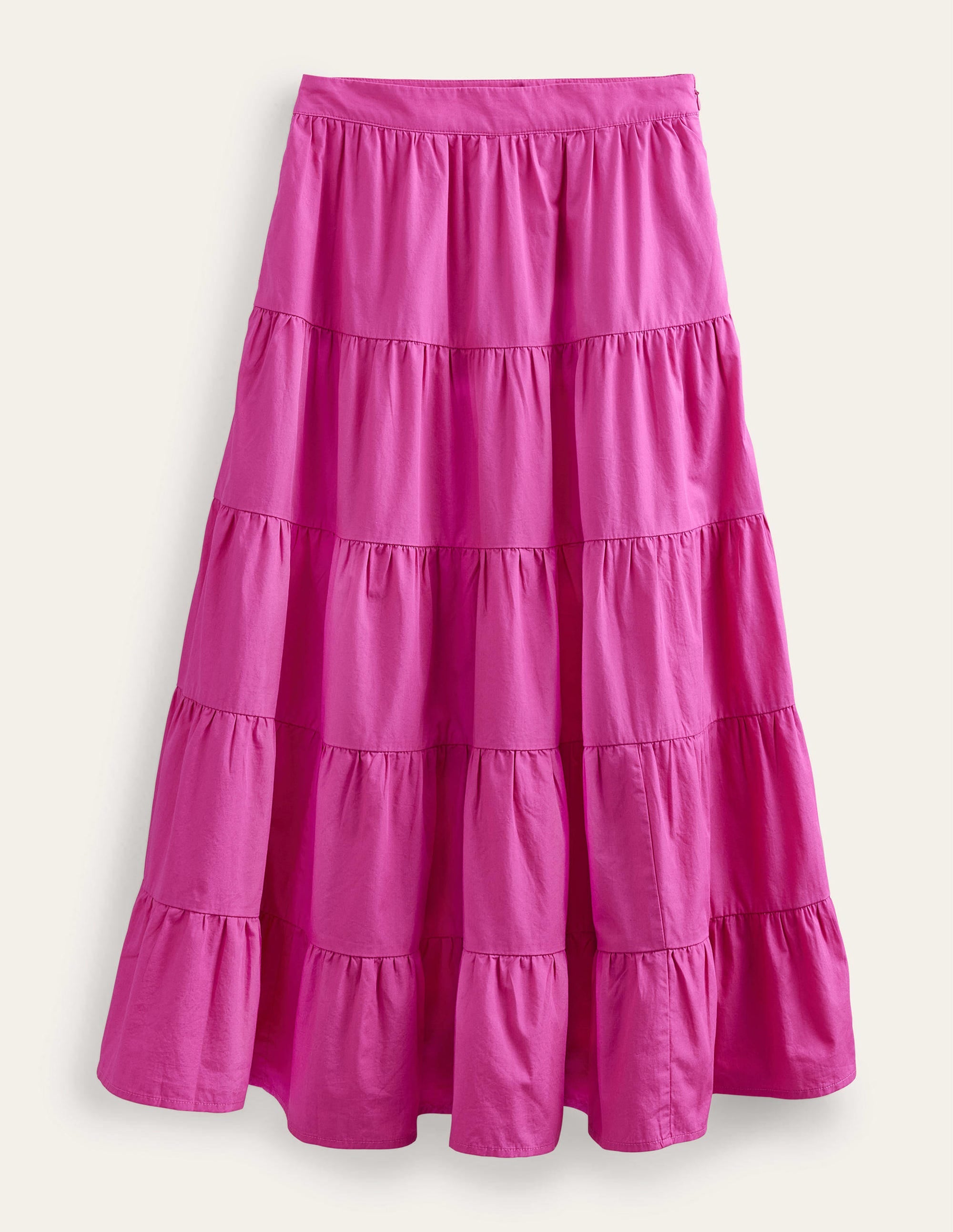 Gestufter Popeline-Midirock-Magenta - Image 6