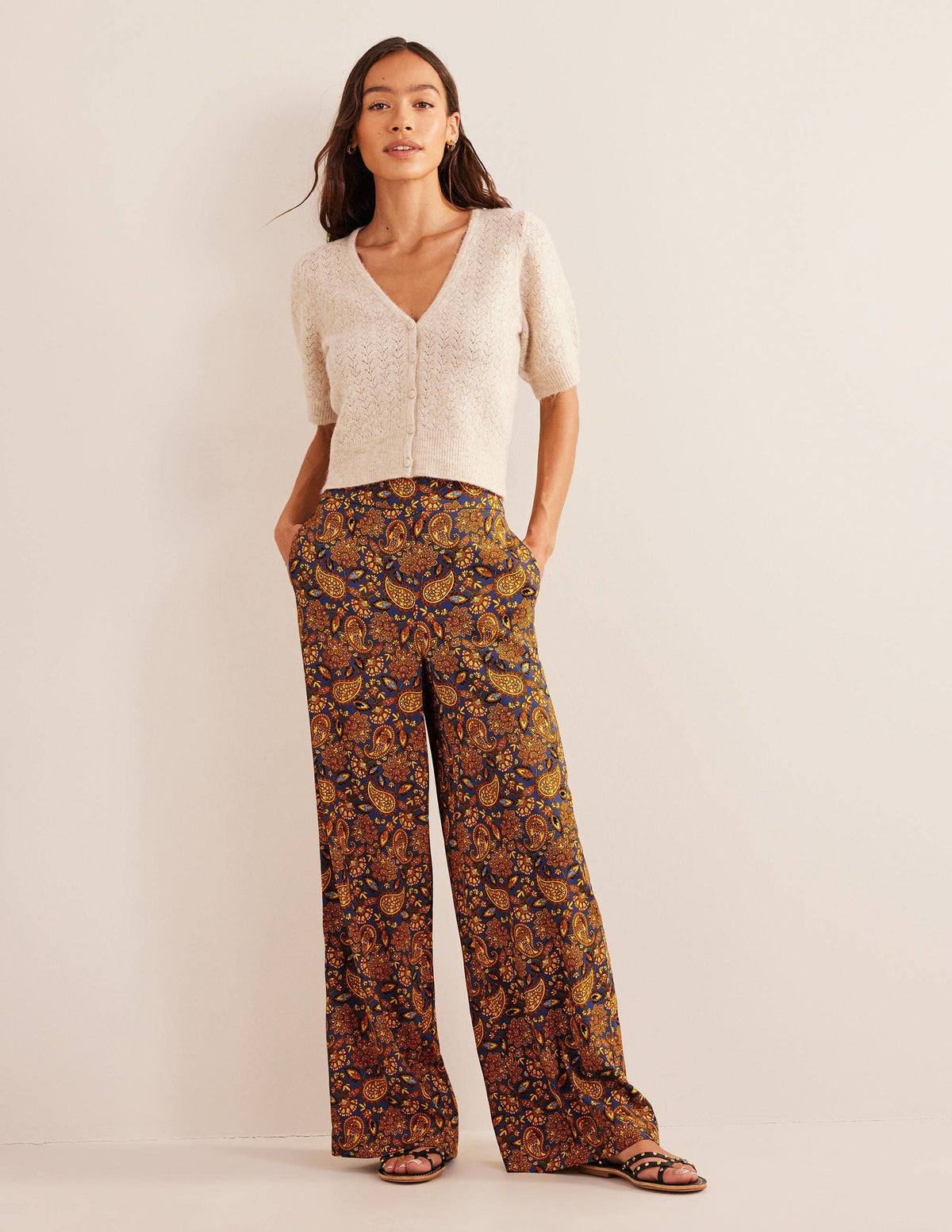 Fluid Wide Trousers-Harvest Gold, Paisley Terrace-1