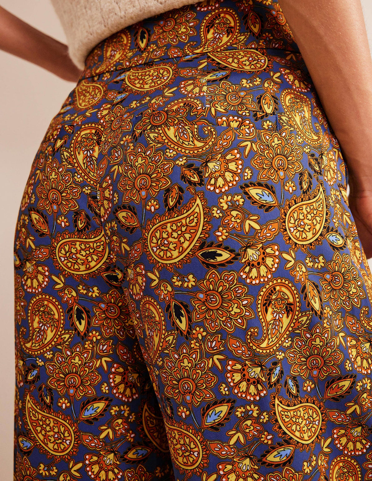 Fluid Wide Trousers-Harvest Gold, Paisley Terrace-2