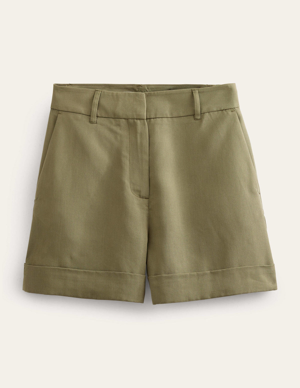 Lässige Shorts mit Aufschlag-Dezentes Khaki-6