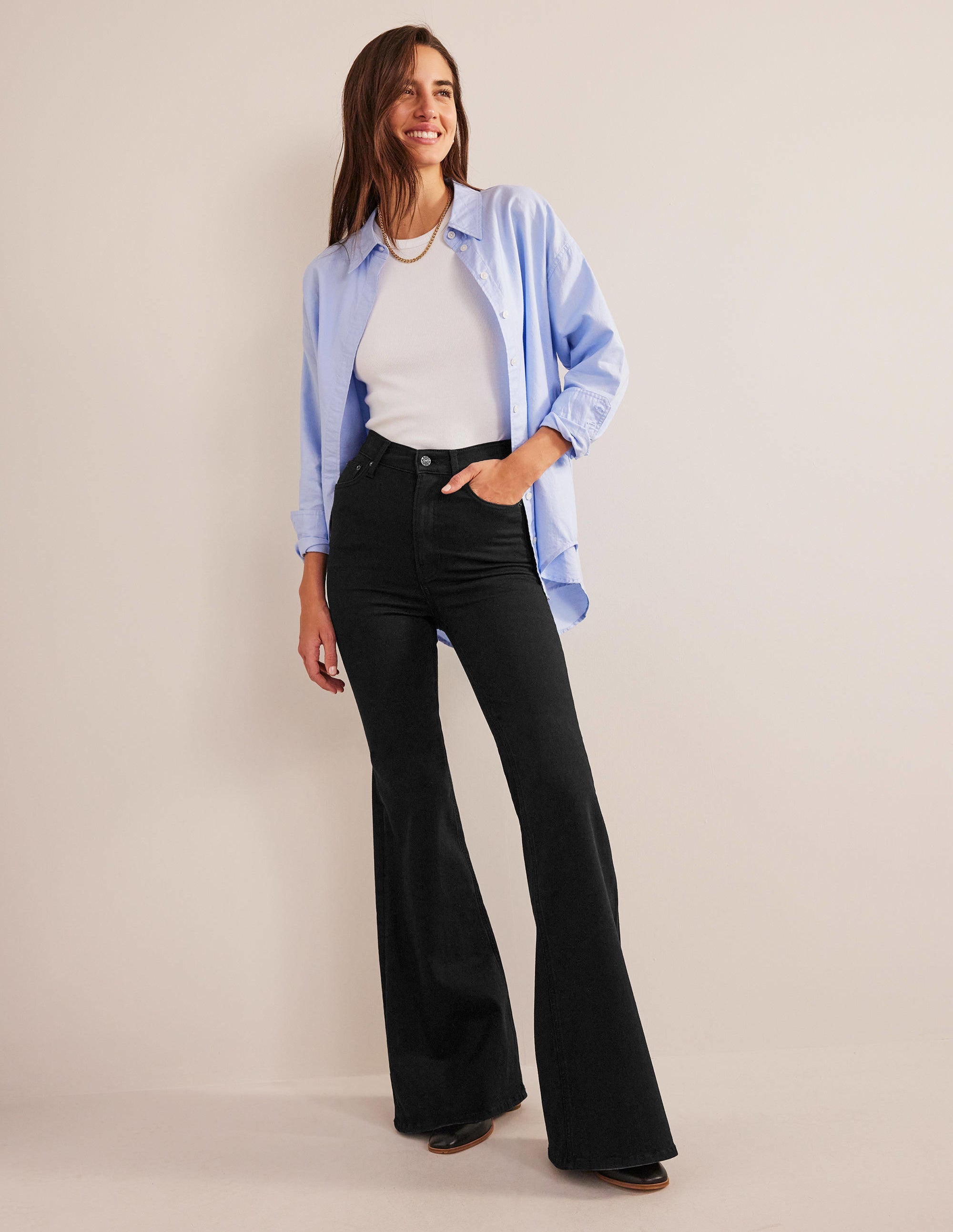 Jean super évasé taille haute-Noir - Image 6