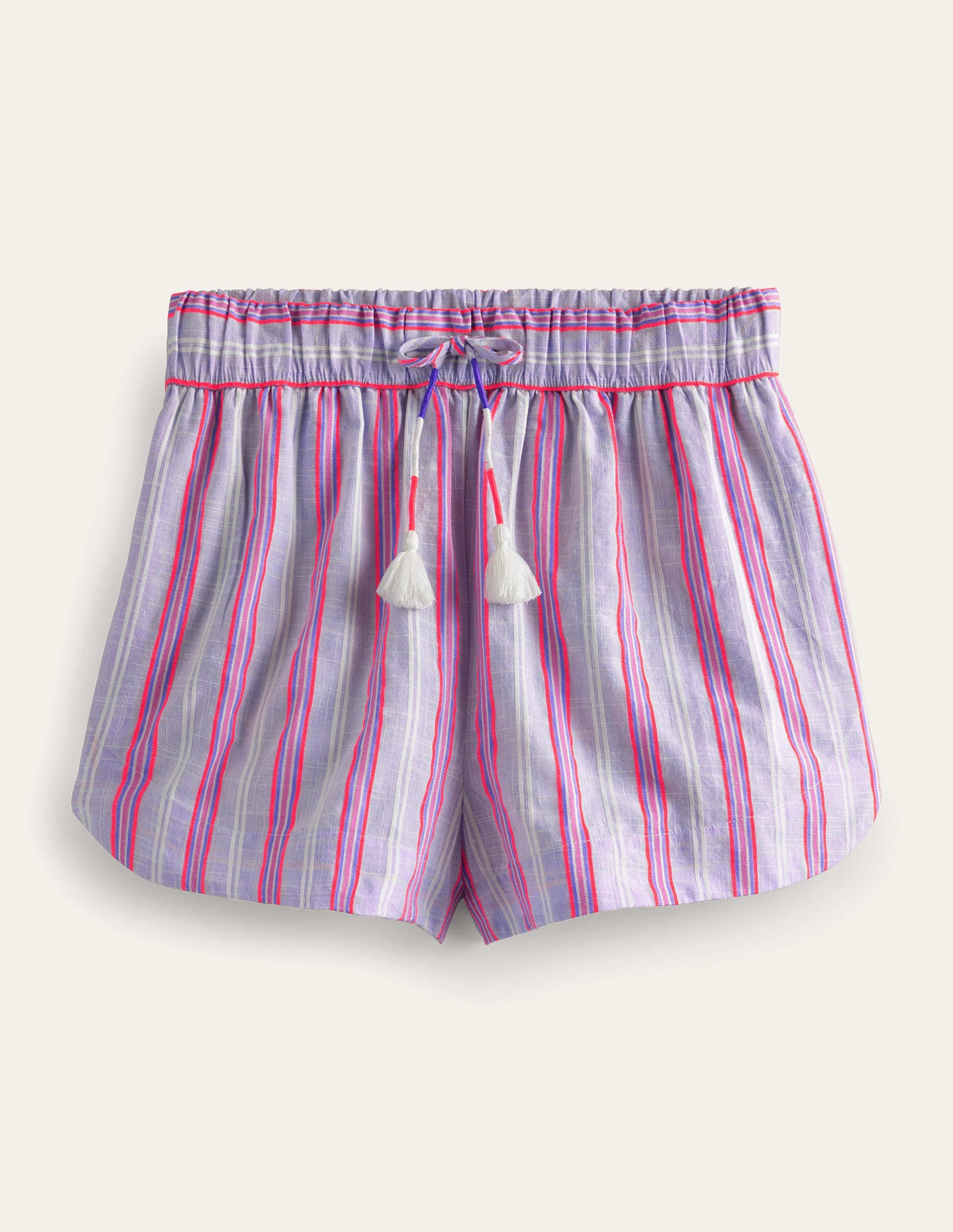 Short rayé noué à la taille-Rayé bleu et pastèque - Image 5