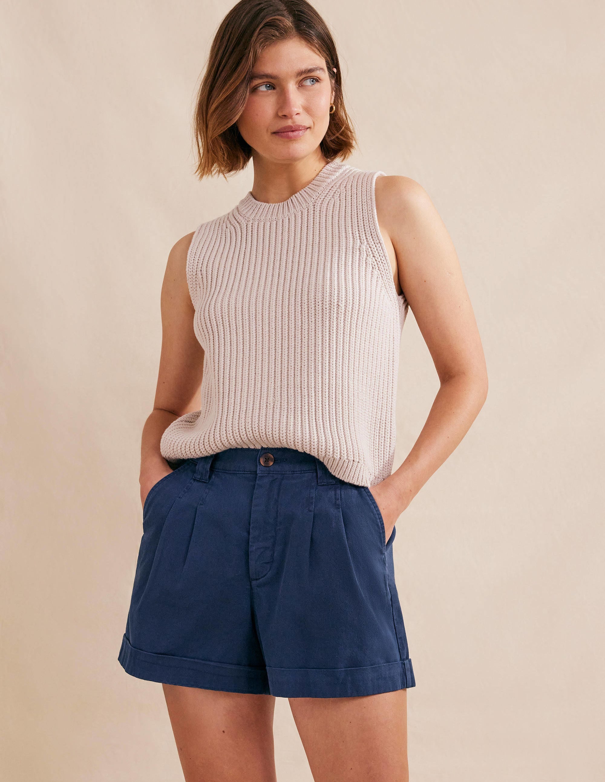 Lässige Baumwollshorts-Nachtblau - Image 1