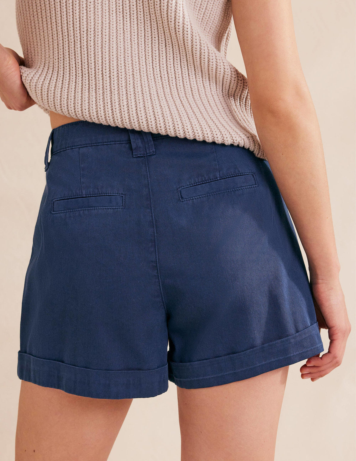 Lässige Baumwollshorts-Nachtblau-3