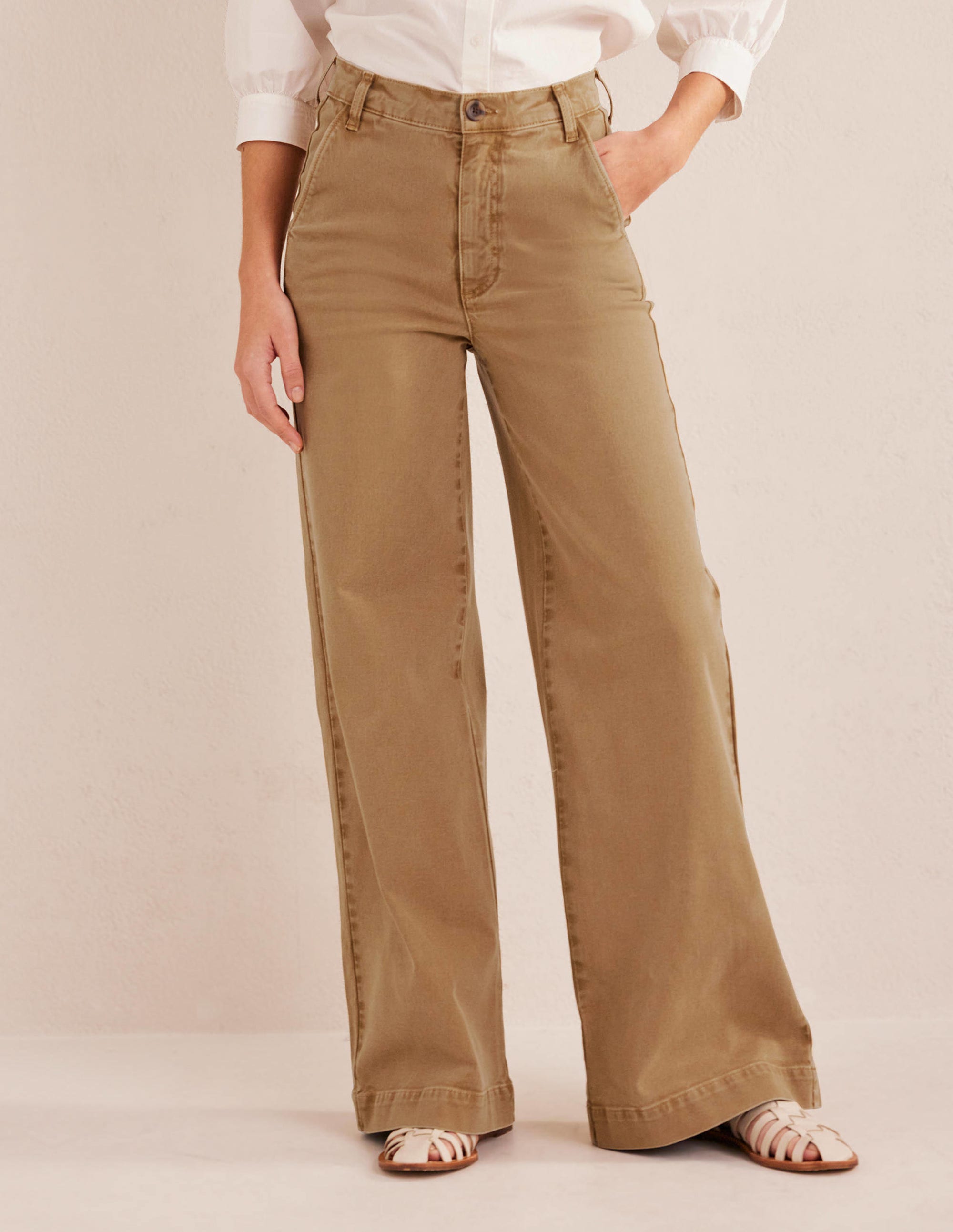 Lässige Hose mit weitem Bein-Braun - Image 4