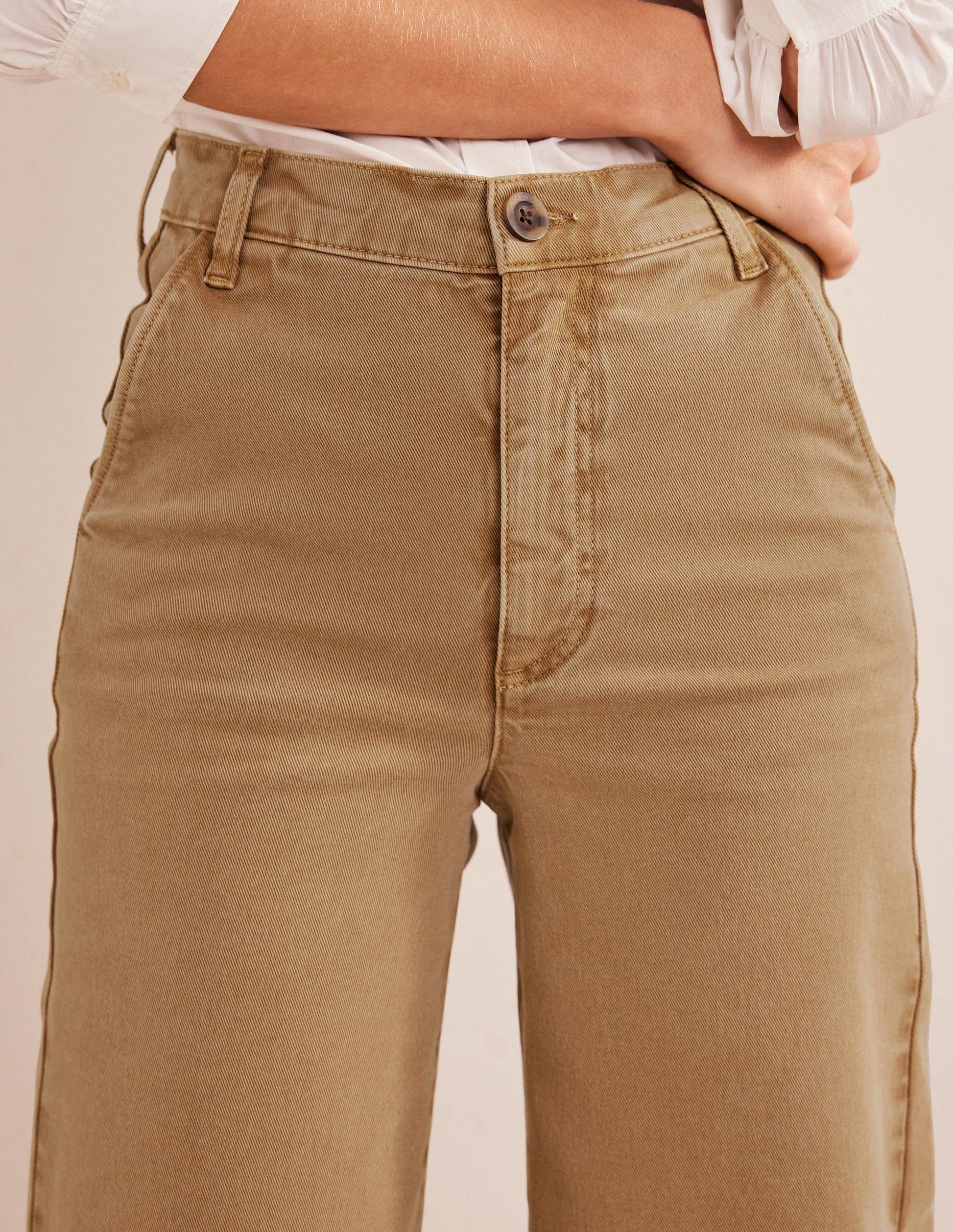 Lässige Hose mit weitem Bein-Braun-5
