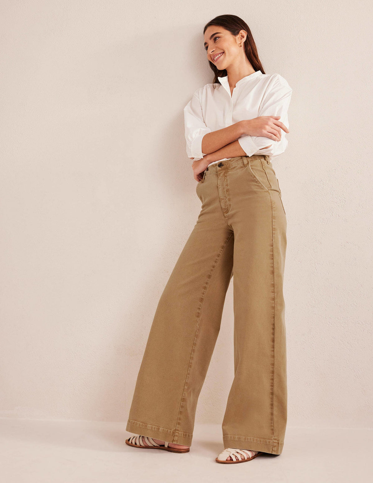 Lässige Hose mit weitem Bein-Braun-6
