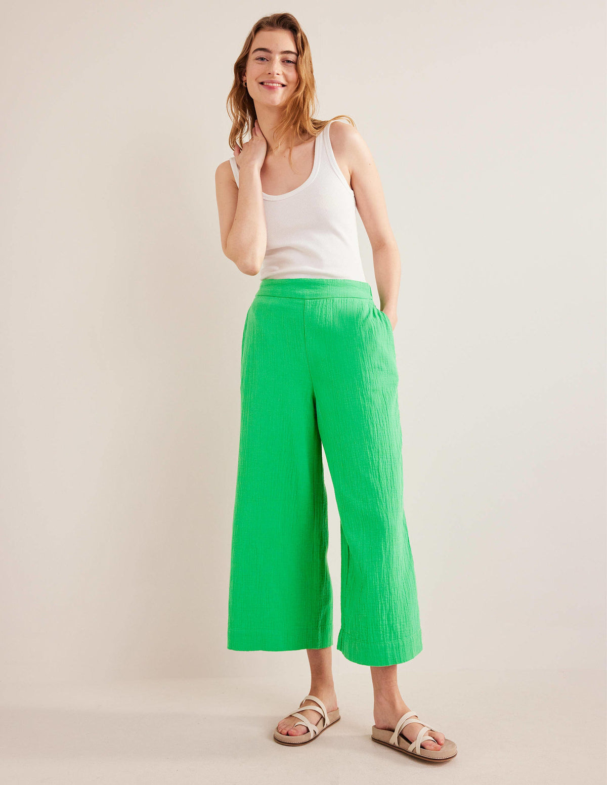 Pantalon à enfiler double-étoffe-Vert vif-1