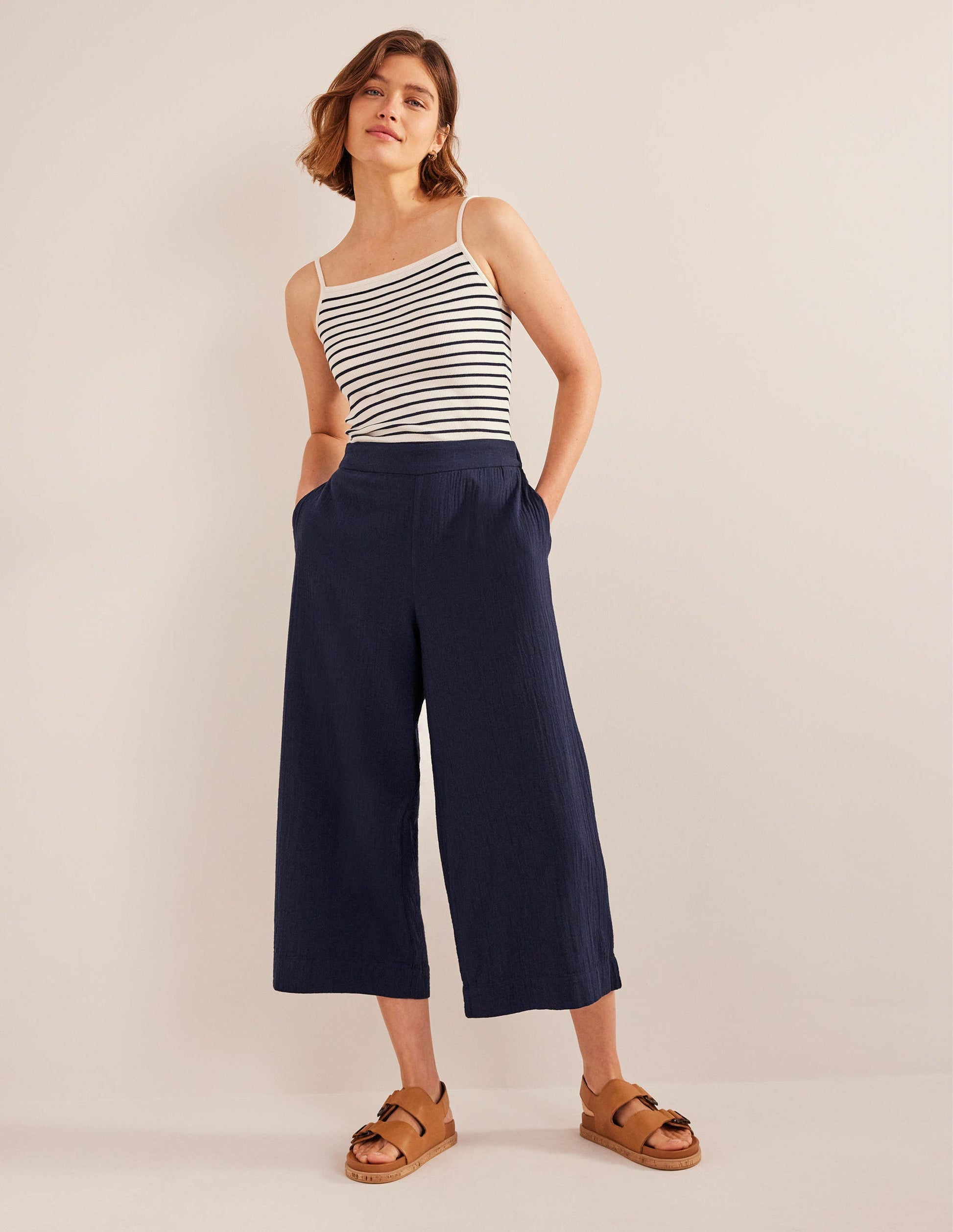 Hose aus Doppeltuch zum Hineinschlüpfen-Marineblau-1