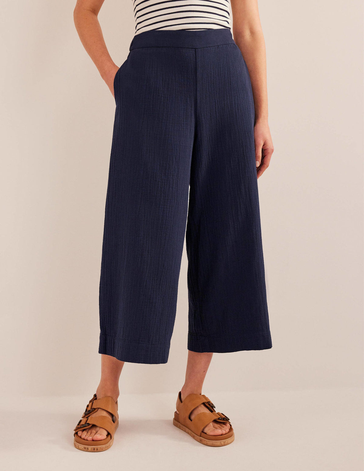 Hose aus Doppeltuch zum Hineinschlüpfen-Marineblau-4