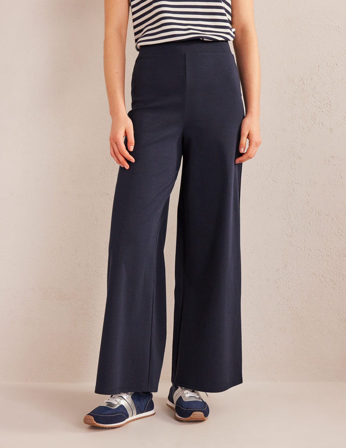 Jerseyhose mit weitem Bein-Marineblau-4