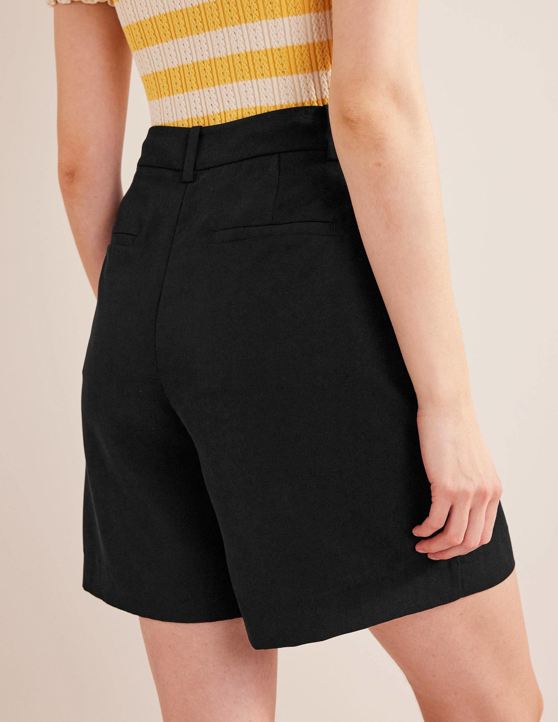 Short décontracté en Tencel-Noir-3