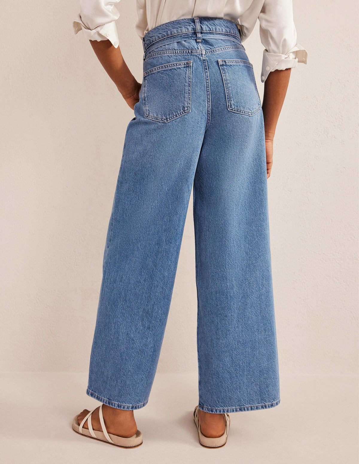 Jean large et souple taille mi-haute-Indigo moyen-3