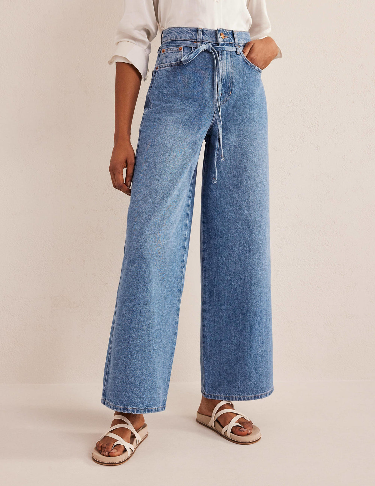 Jean large et souple taille mi-haute-Indigo moyen - Image 4